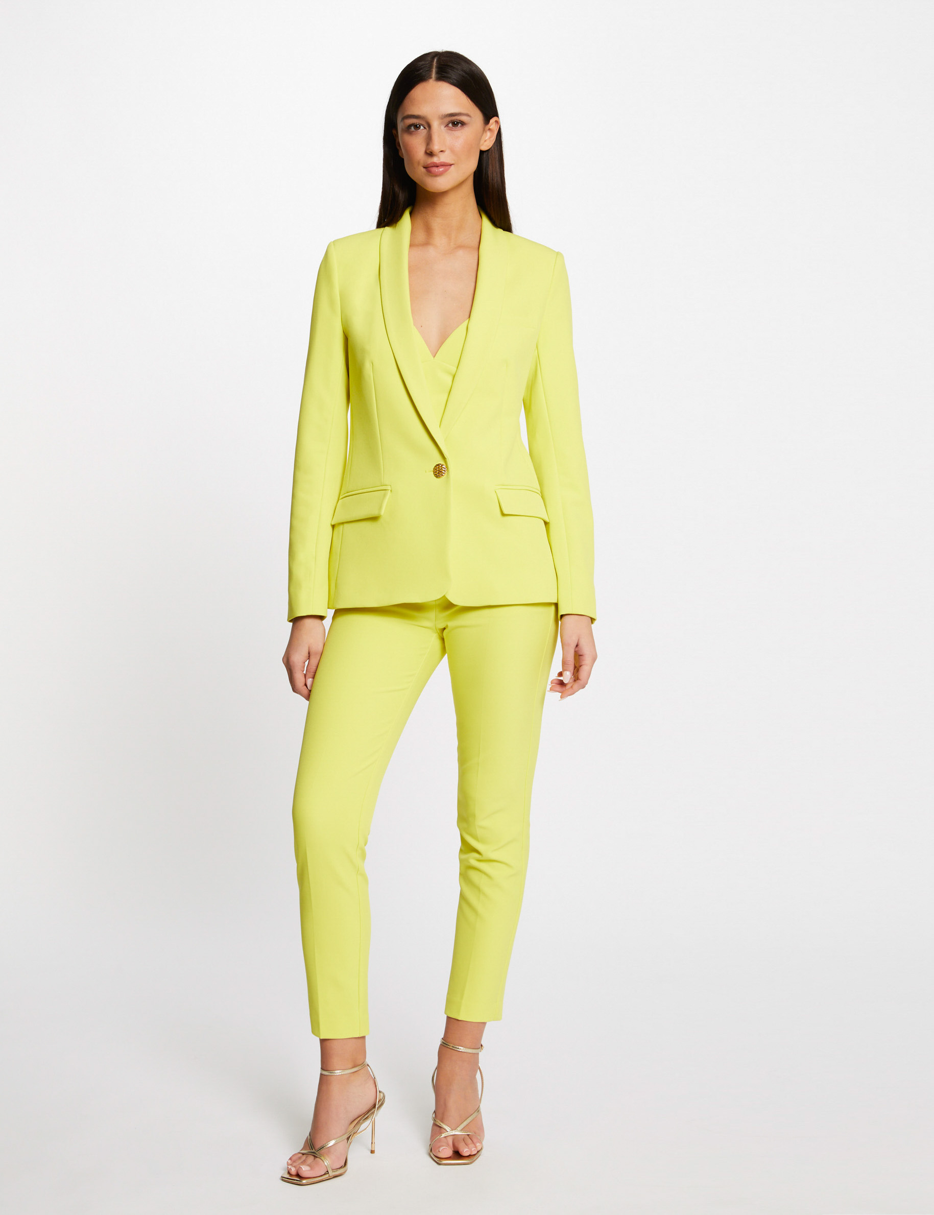 Veste cintrée boutonnée jaune femme Veste cintrée boutonnée jaune femme