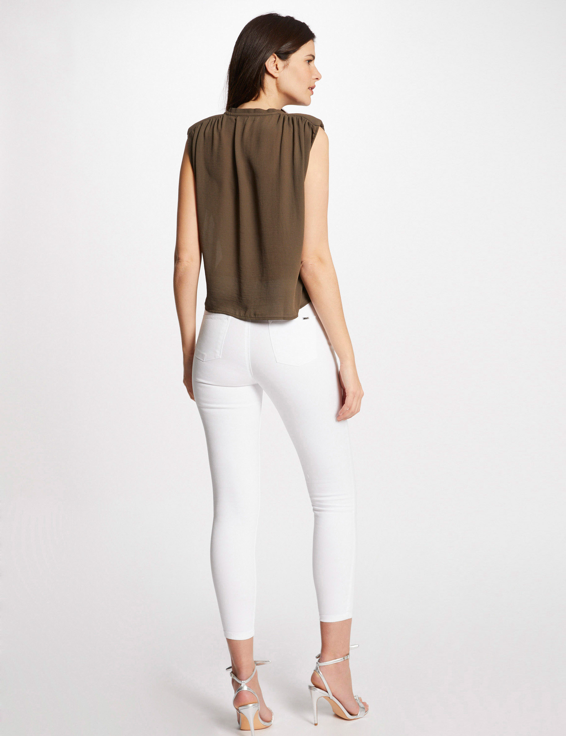Blouse sans manches avec goutte vert kaki femme