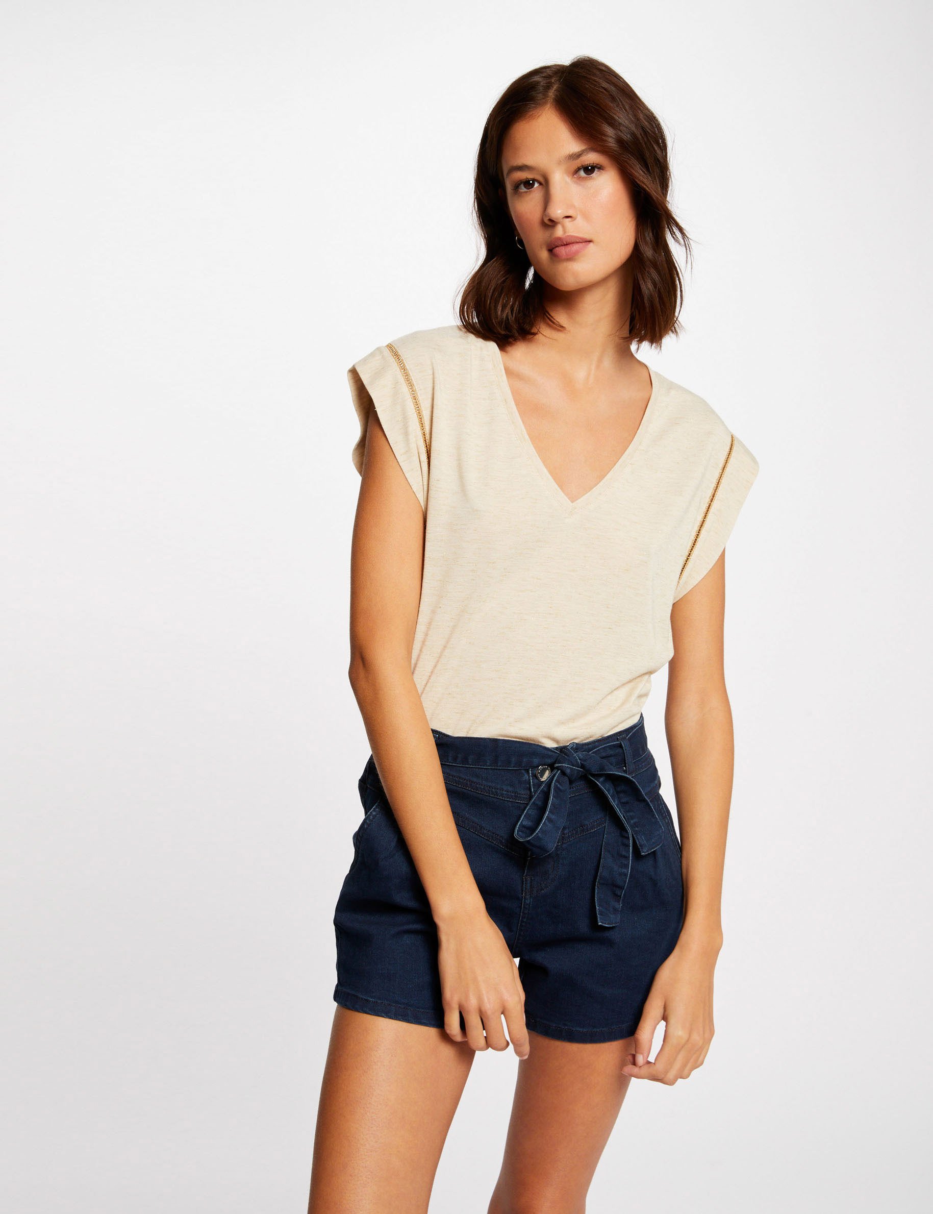 Short paperbag en jean jean brut femme