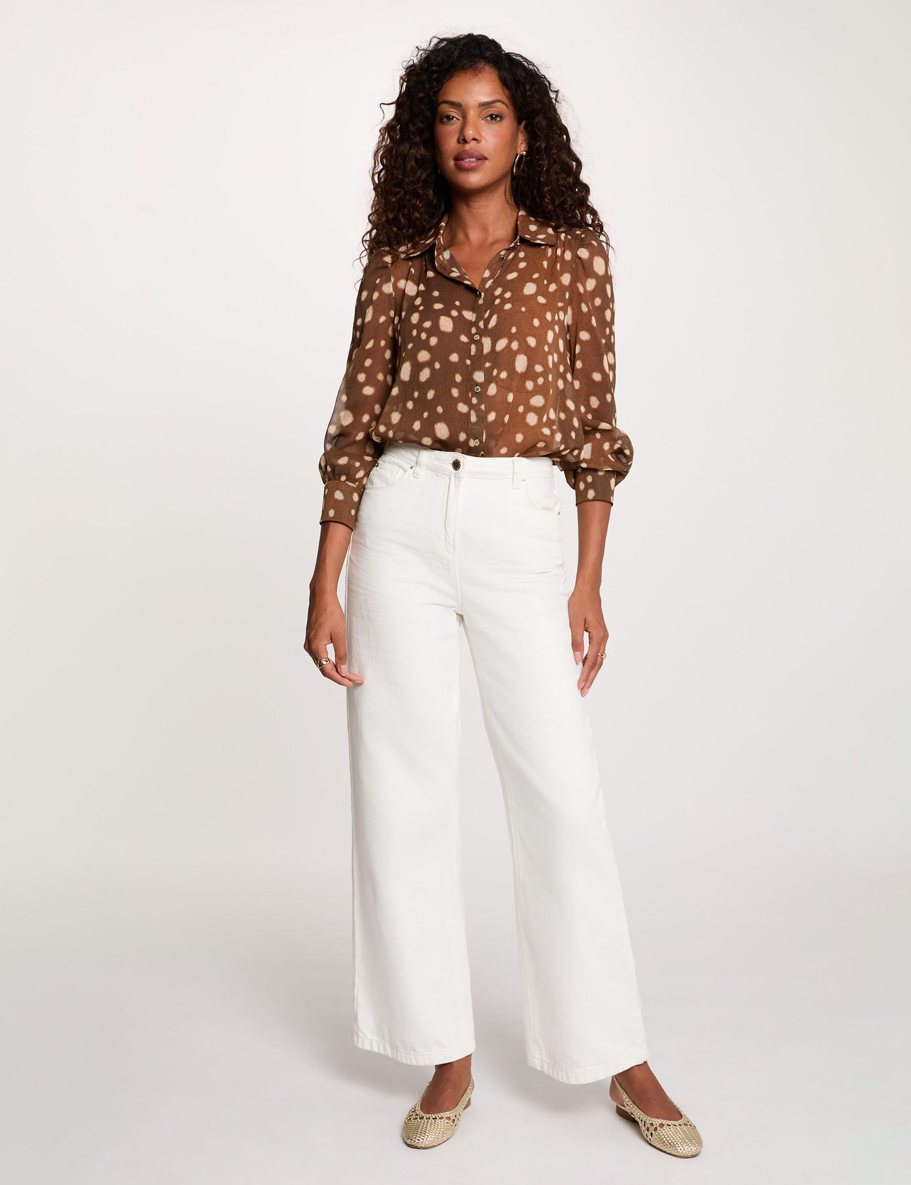 Chemise voile imprim&eacute;e multicolore femme