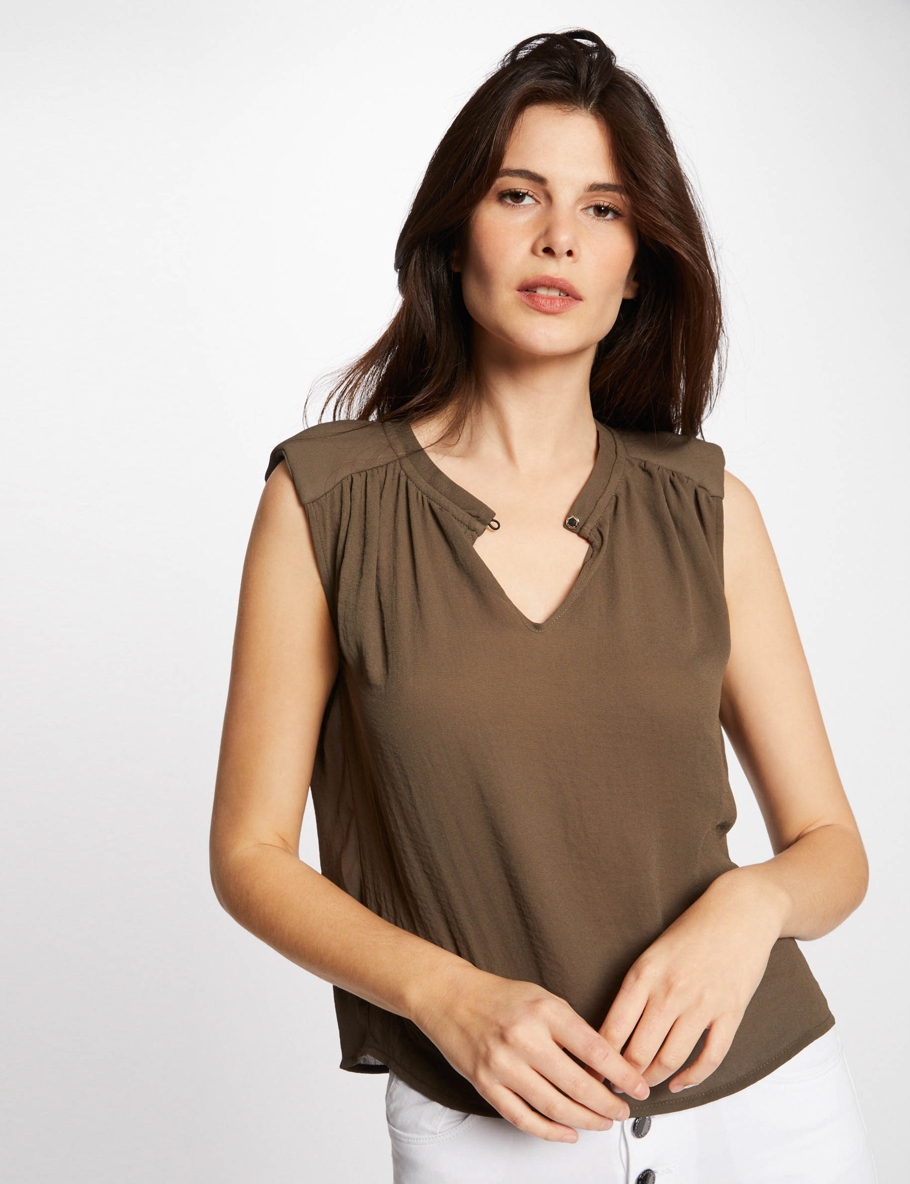 Blouse sans manches avec goutte vert kaki femme