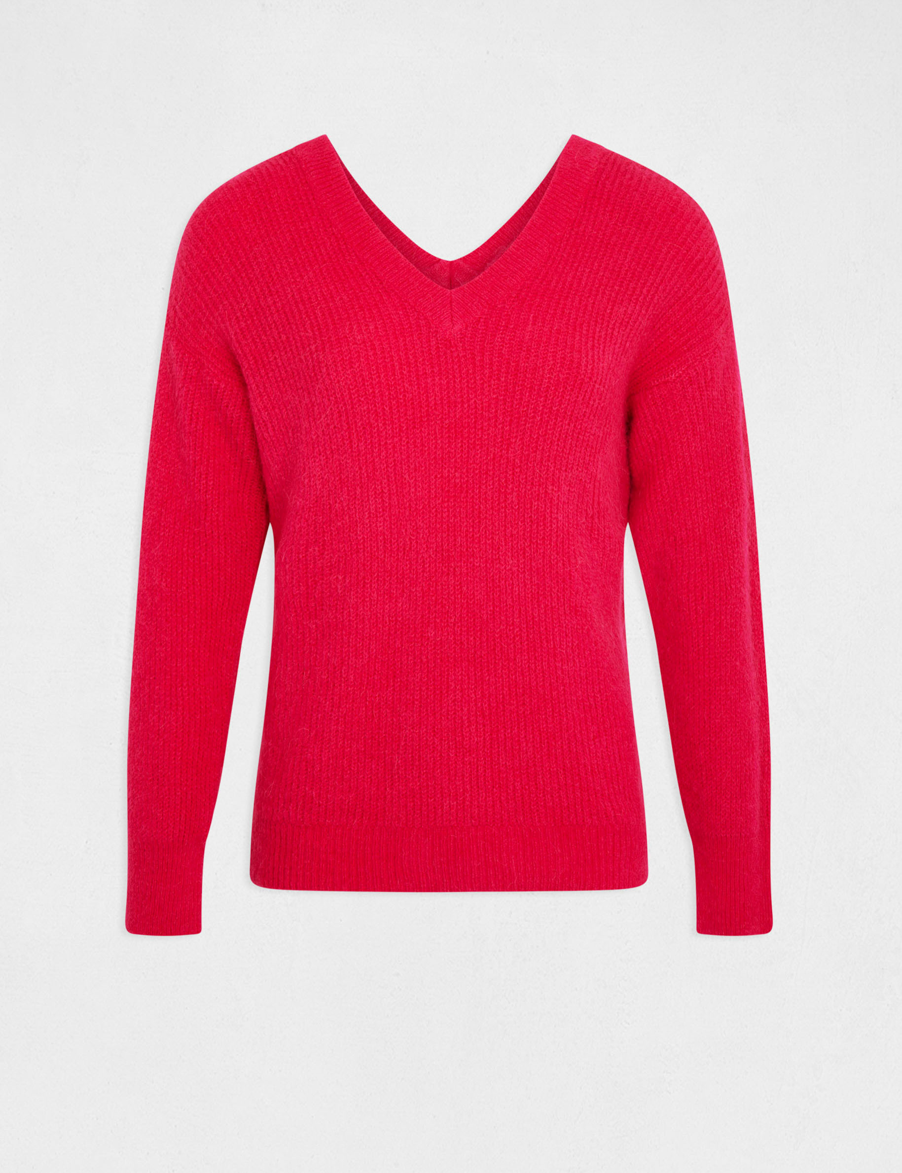 pull manches longues a col en v rose moyen femme Pull manches longues à col en V rose moyen femme