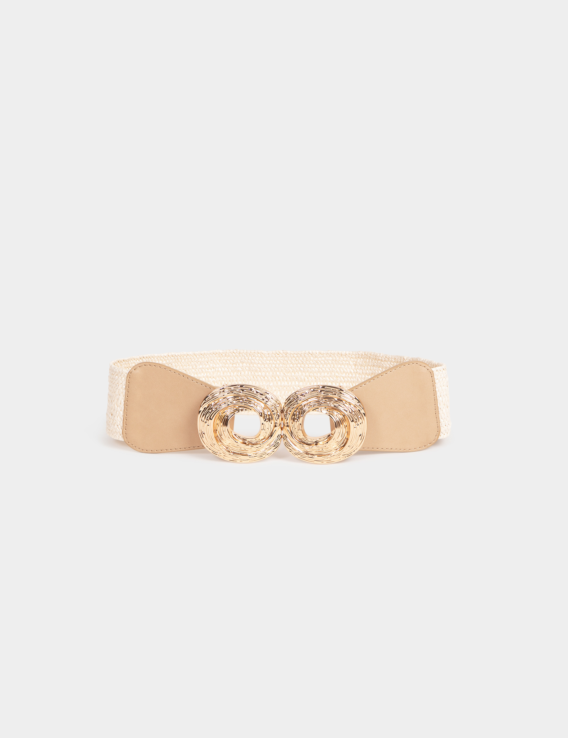 Ceinture élastiquée tressée beige femme Ceinture élastiquée tressée beige femme