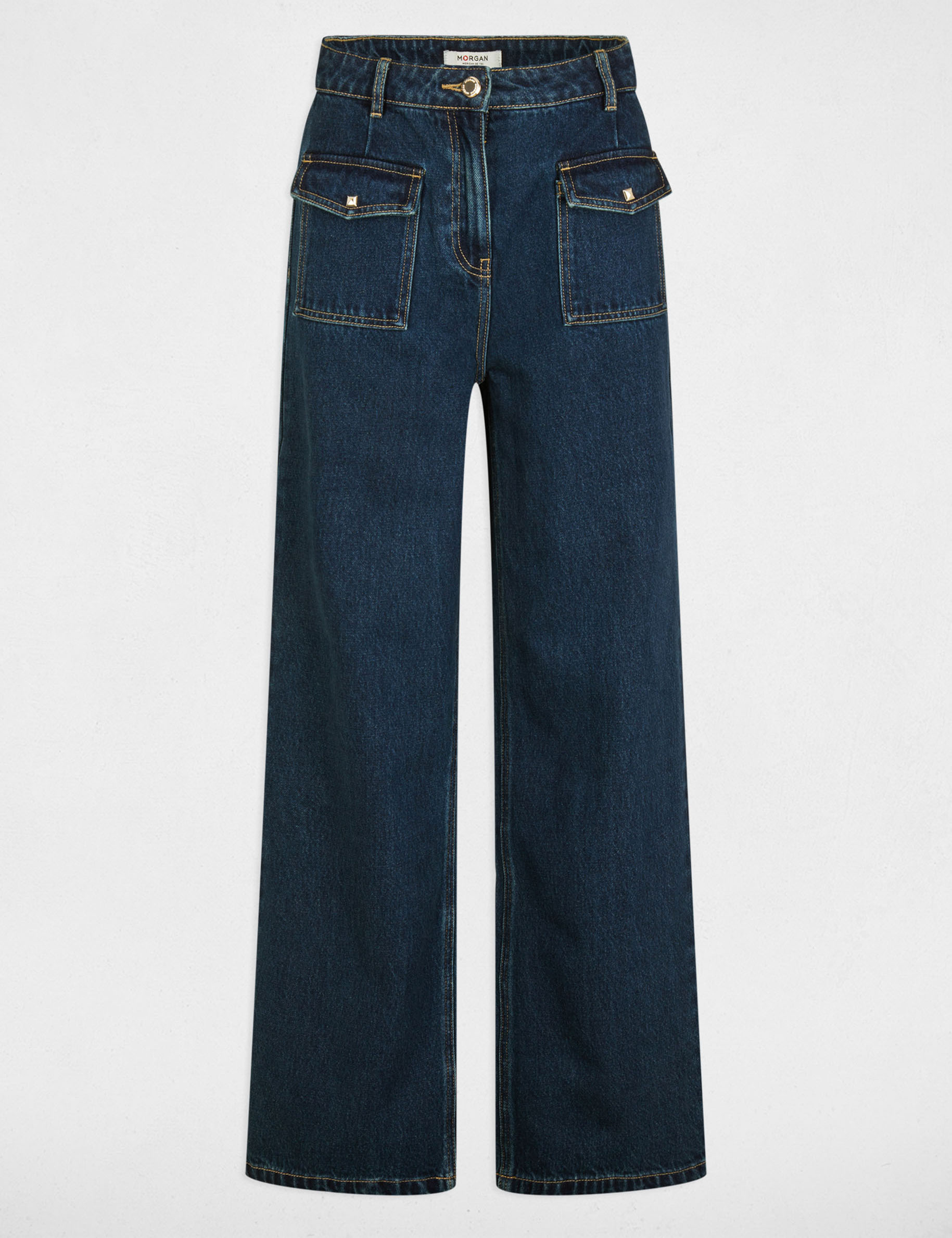 jeans large taille haute denim brut femme Jeans large taille haute denim brut femme