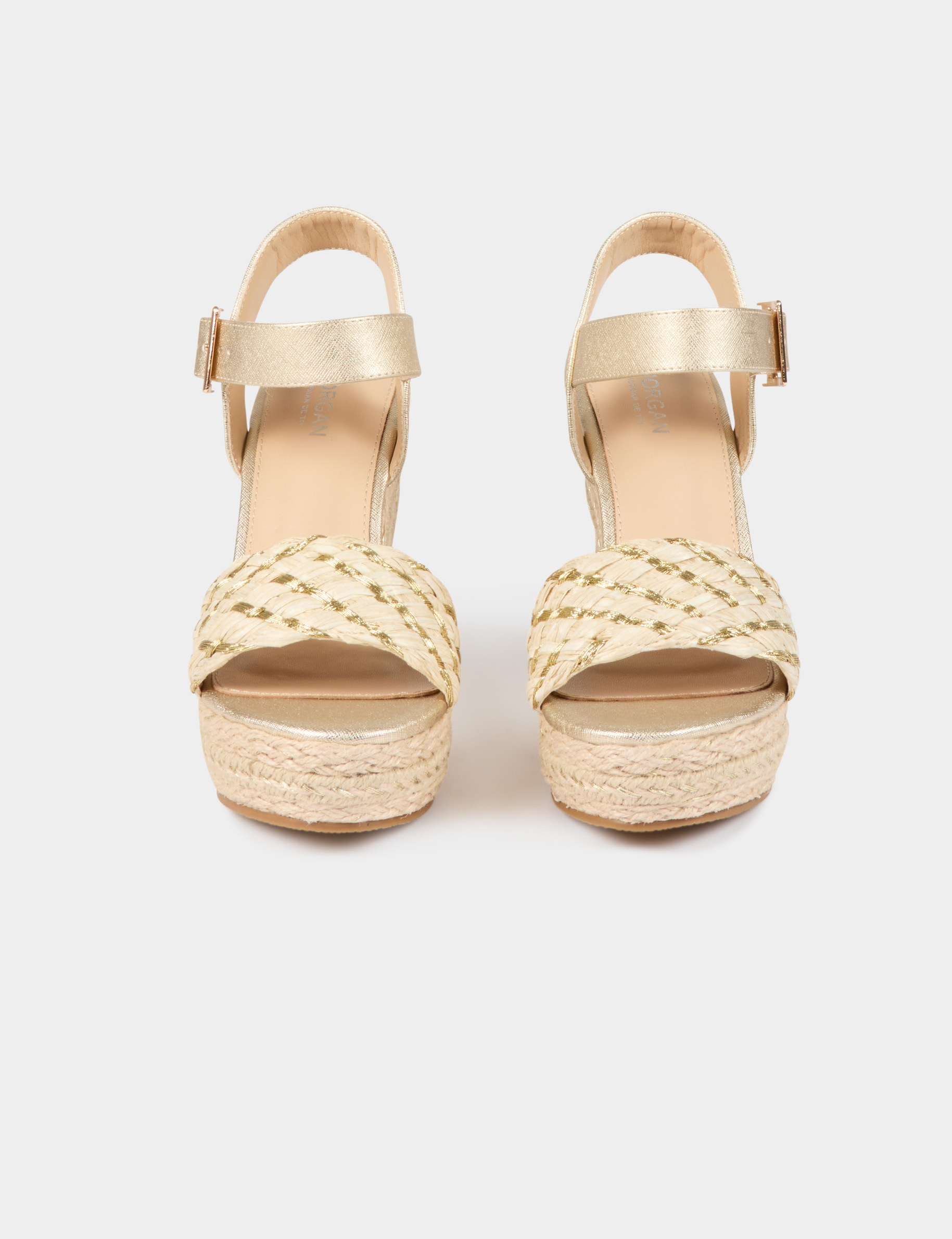 sandales compensees jaune or femme Sandales compensées jaune or femme