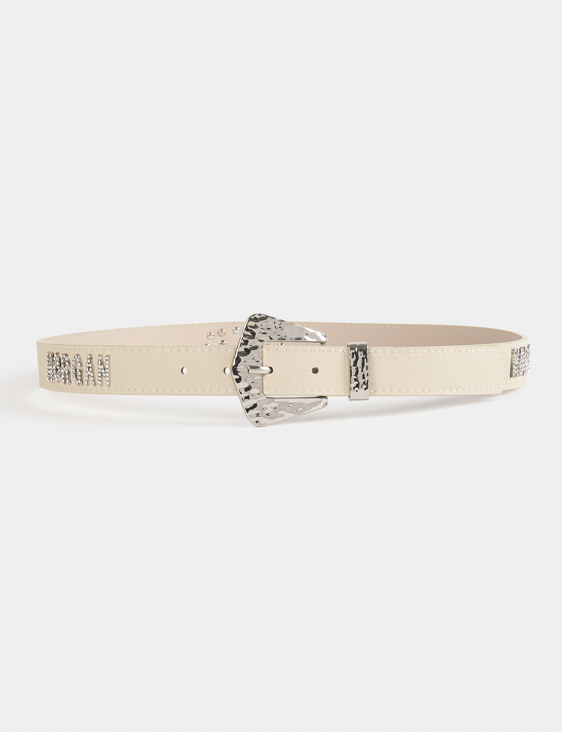 Ceinture avec ornements à strass beige femme Ceinture avec ornements à strass beige femme