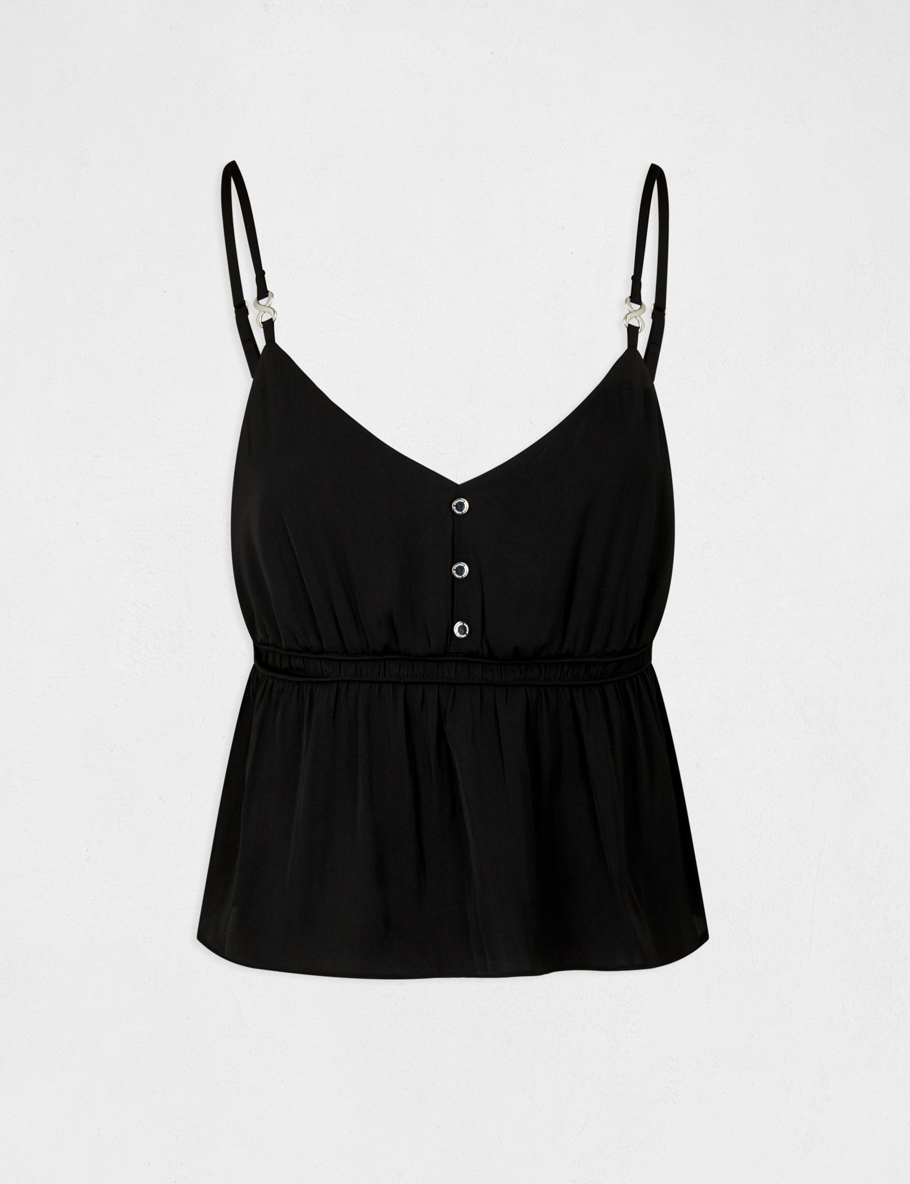 blouse bretelles fines a ornements noir femme Blouse bretelles fines à ornements noir femme