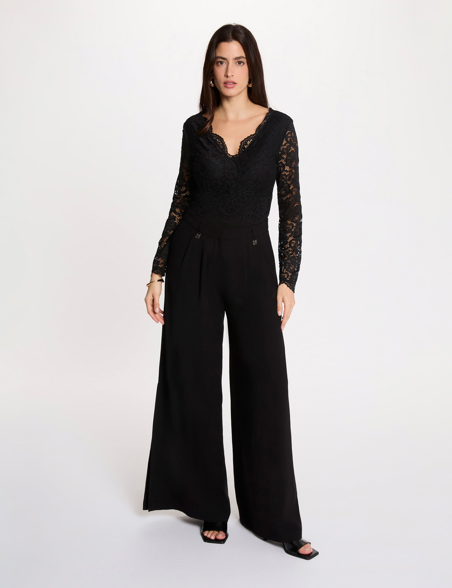 Body dentelle col v noir femme