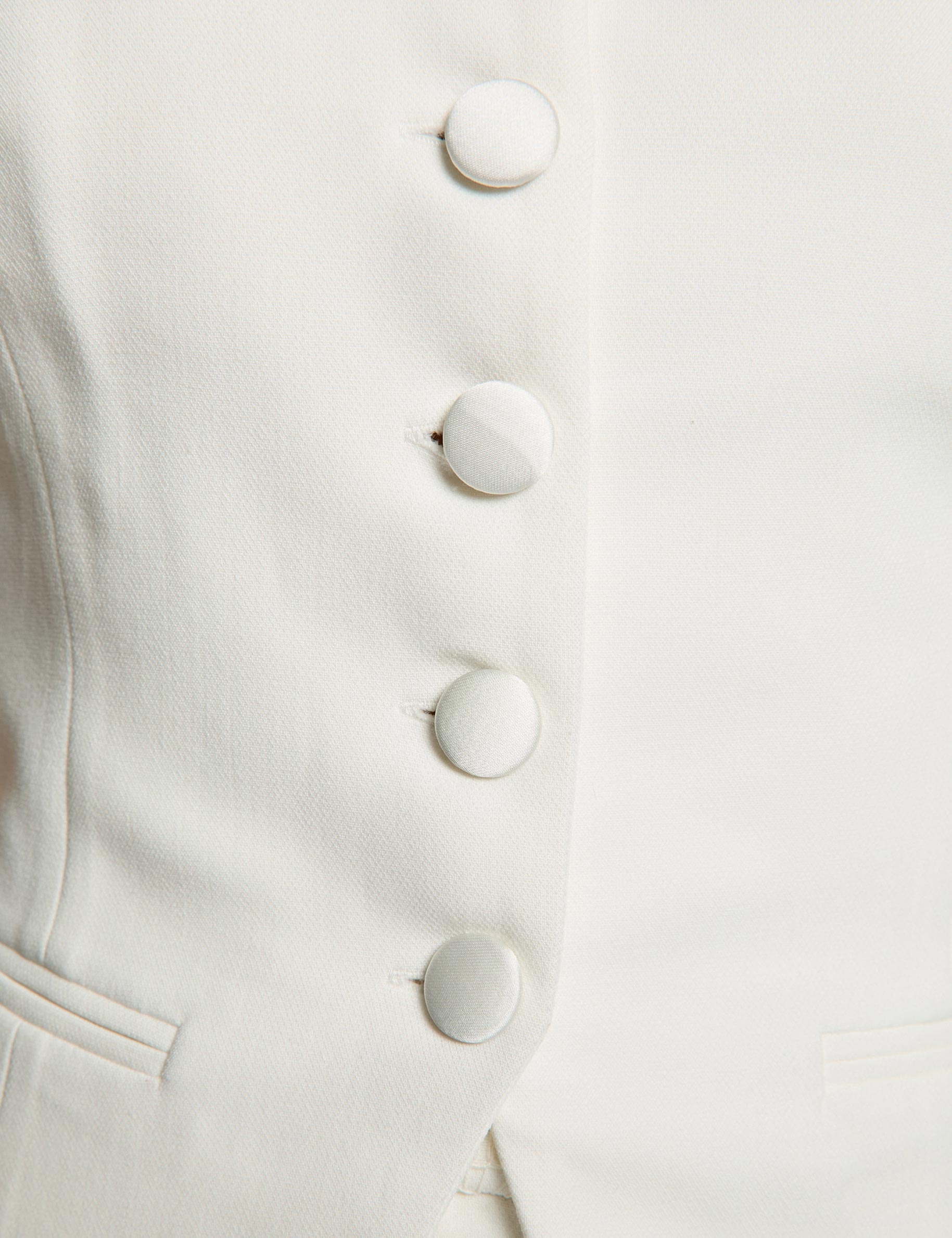 Bustier ajust&eacute; boutonn&eacute; blanc femme