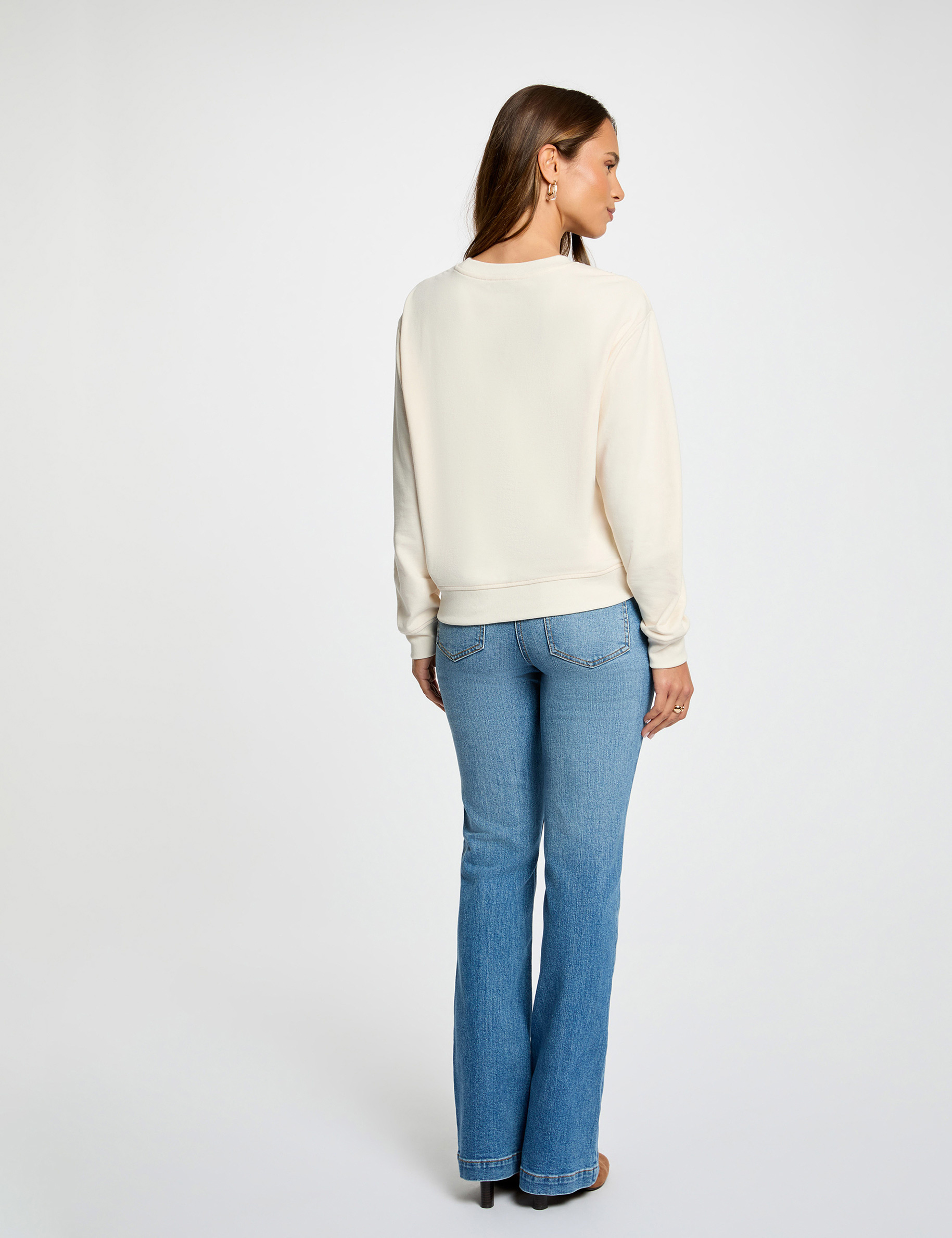 T-shirt manches longues ivoire femme