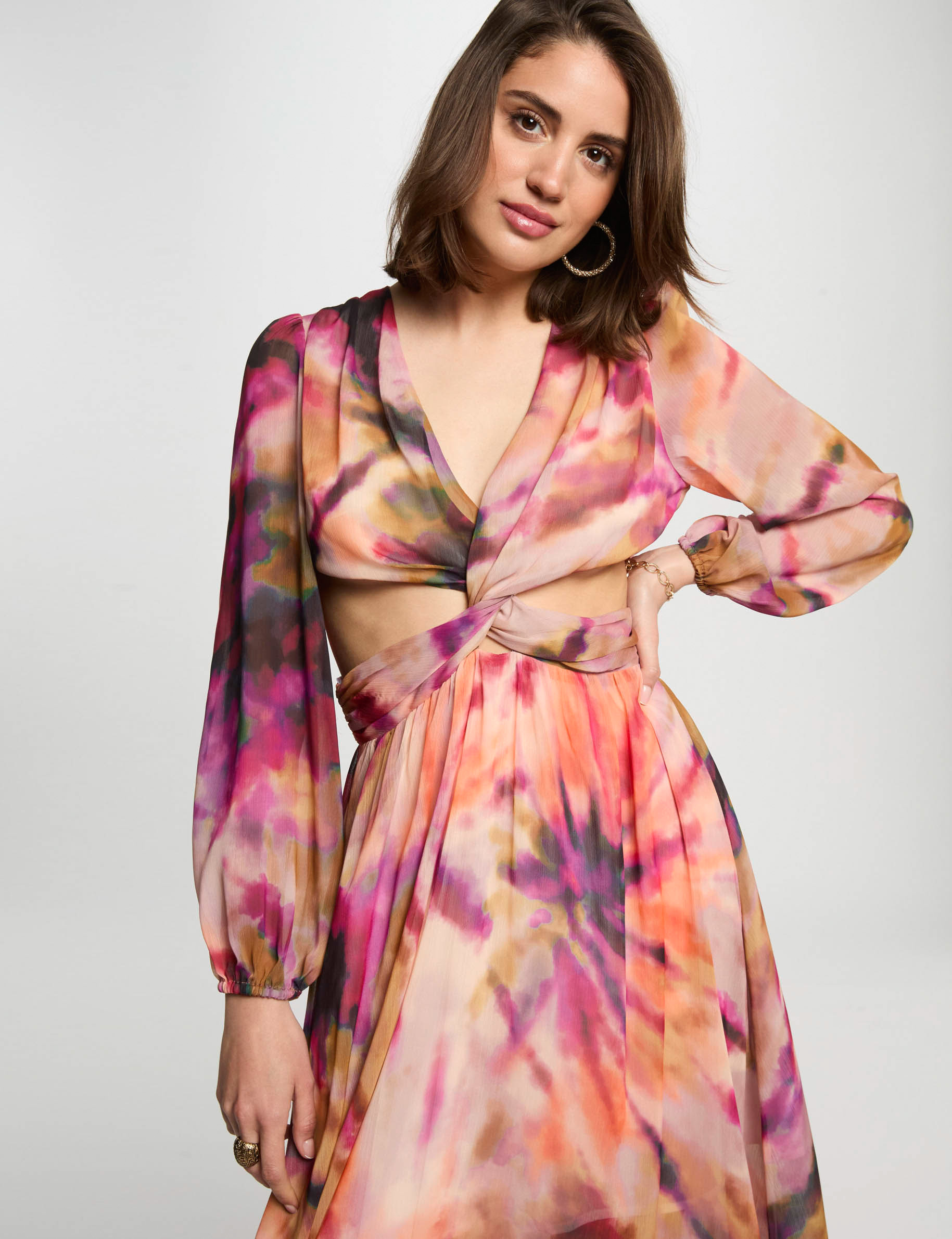robe longue droite imprimee multicolore femme Robe longue droite imprimée multicolore femme