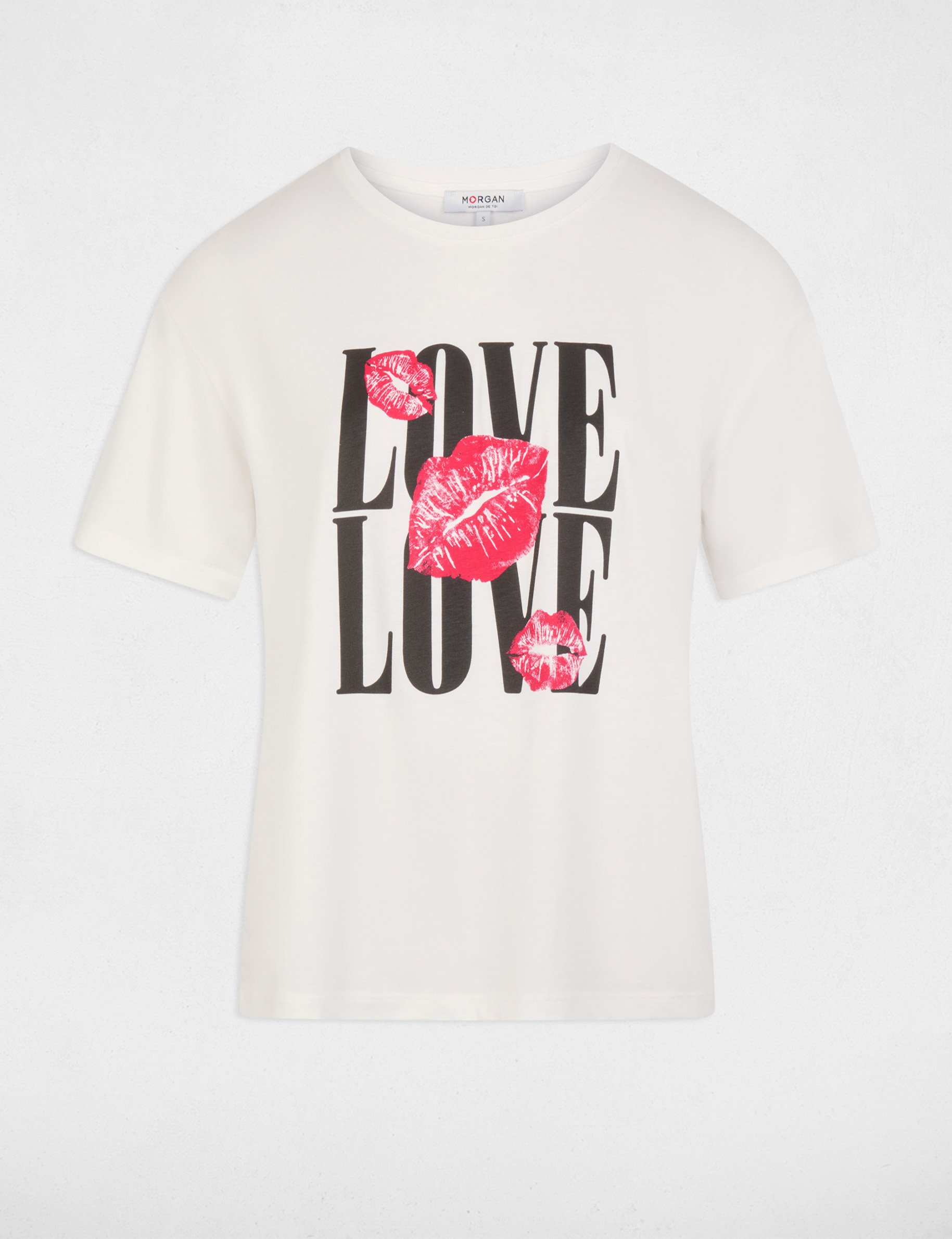 T-shirt droit col rond blanc femme