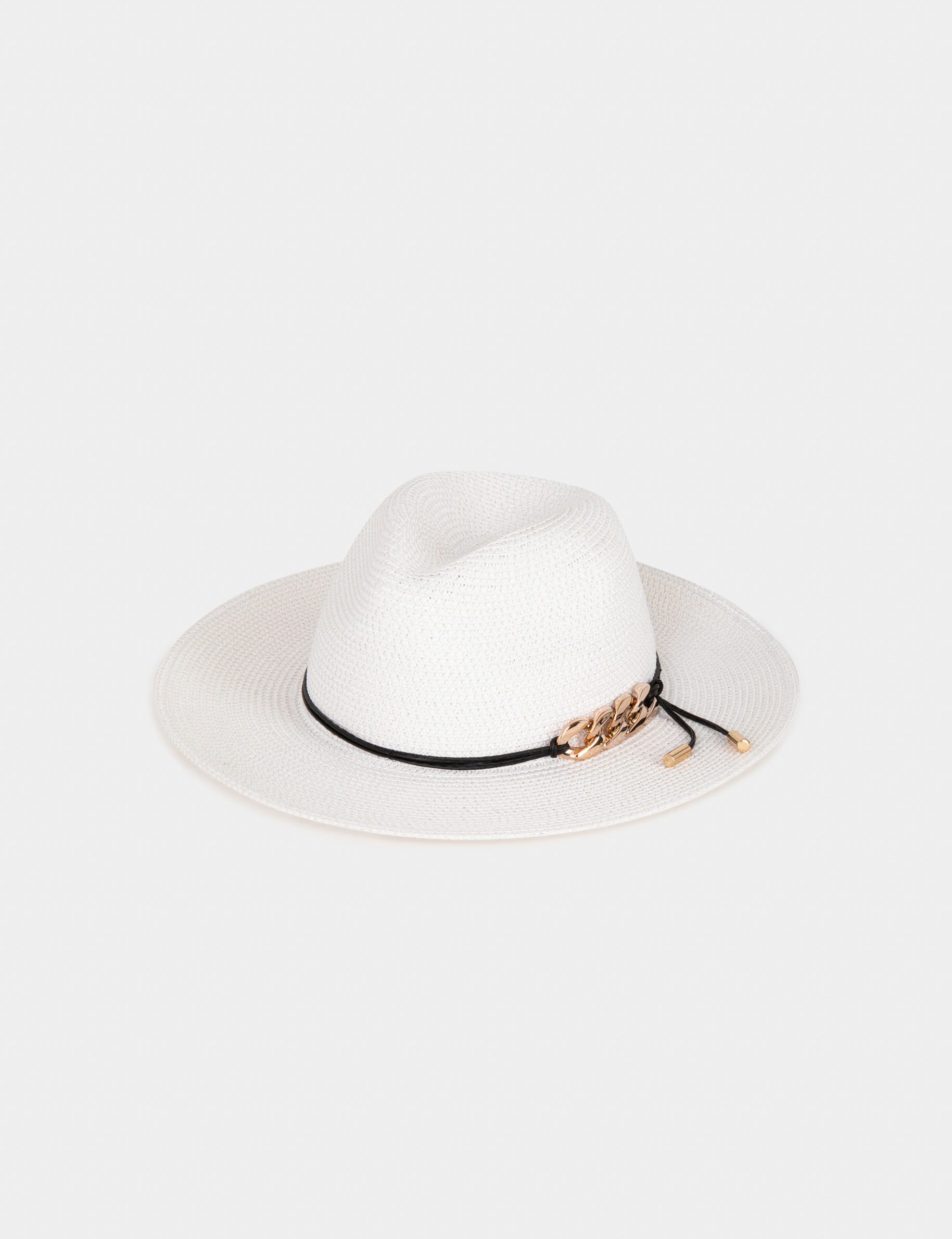 Chapeau de soleil ornement métallique blanc femme Chapeau de soleil ornement métallique blanc femme