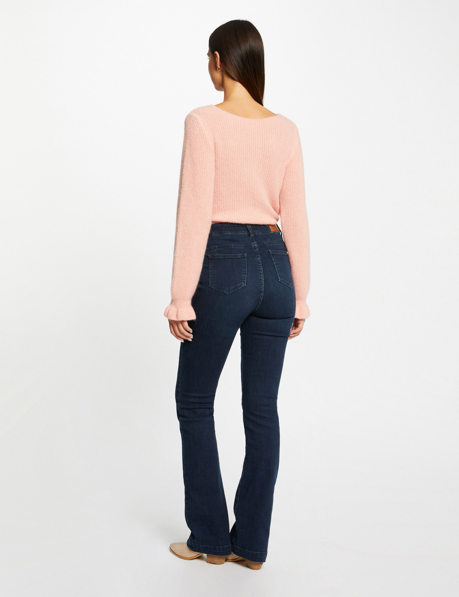pull manches longues col rond corail femme Pull manches longues col rond corail femme