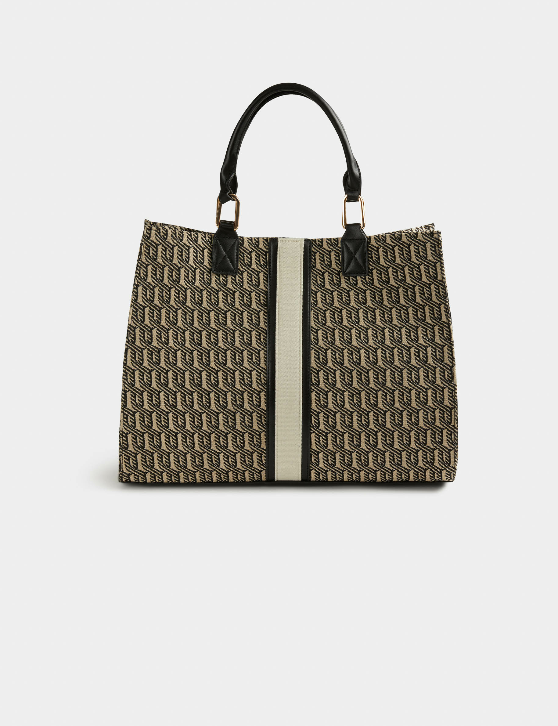Sac cabas imprim?� graphique noir femme | Morgan