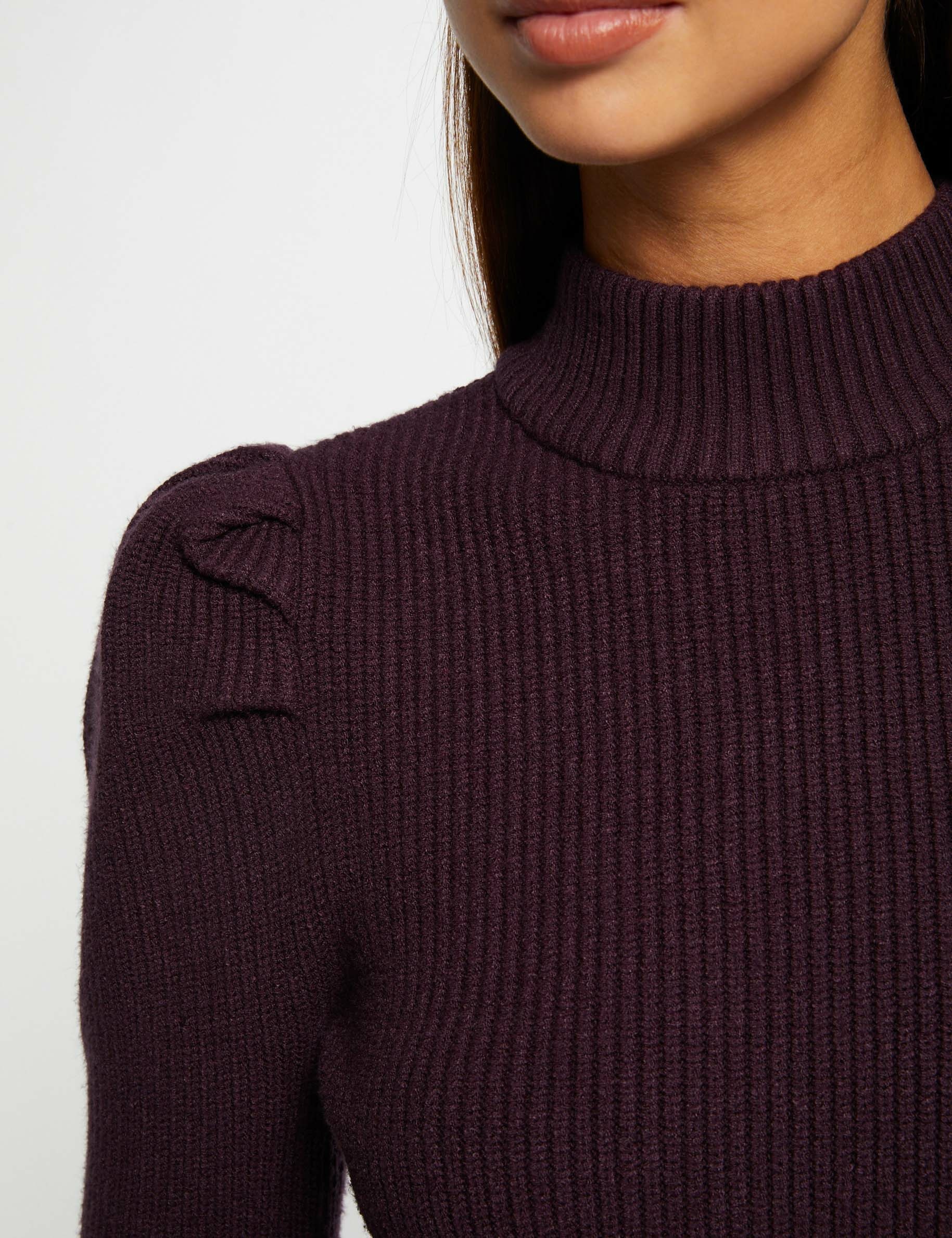 pull manches longues a col montant violet fonce femme Pull manches longues à col montant violet fonce femme