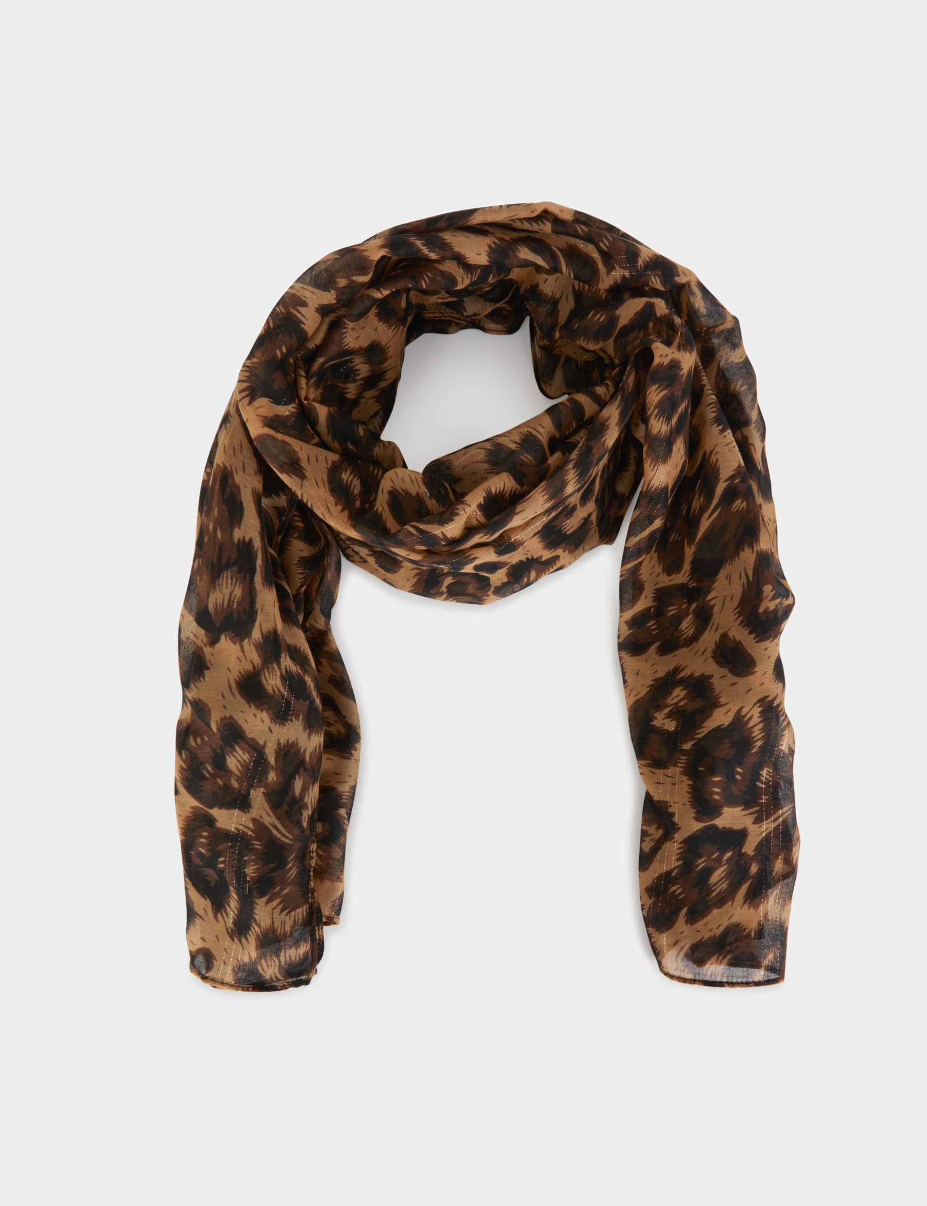 foulard imprime animalier marron femme Foulard imprimé animalier marron femme