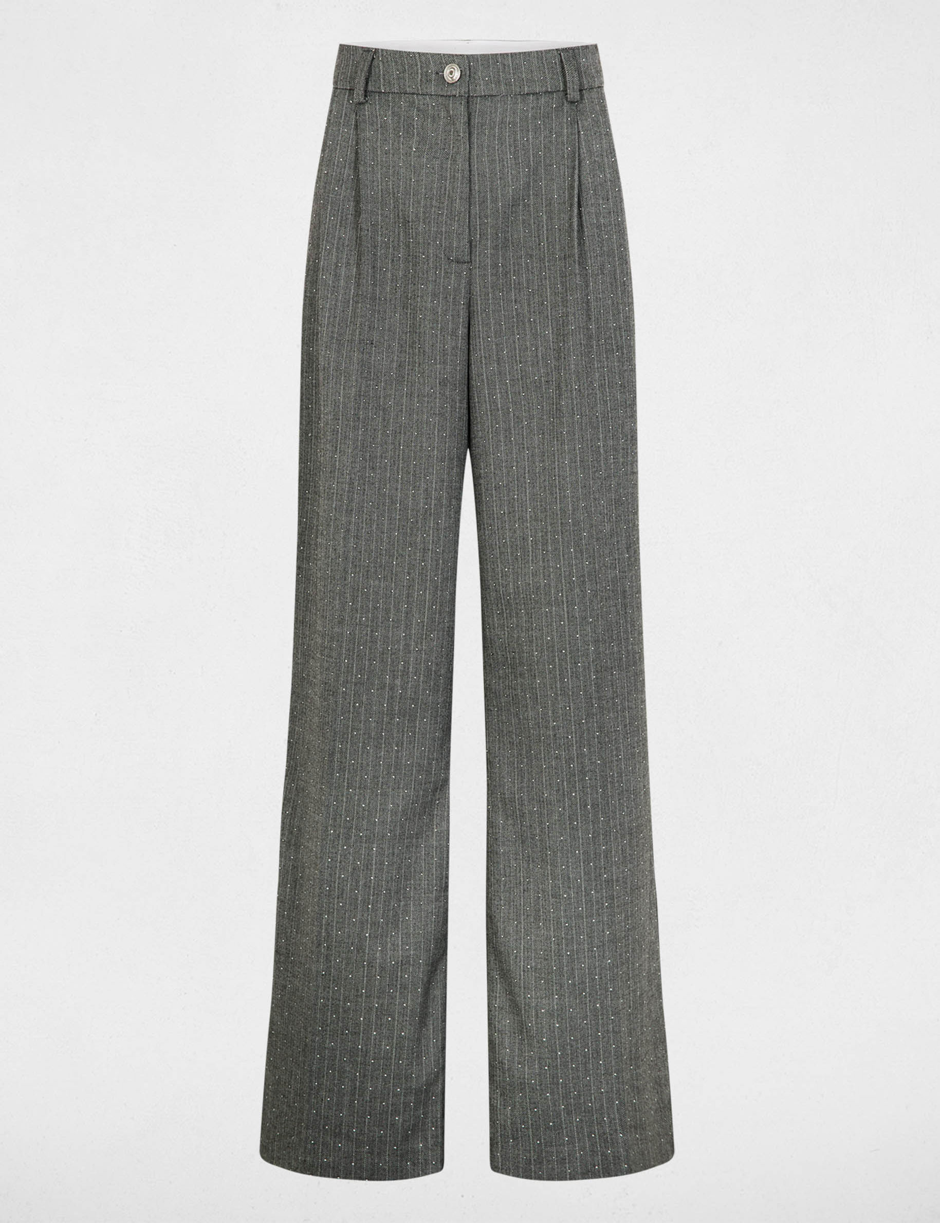 Pantalon droit &agrave; rayures gris moyen femme