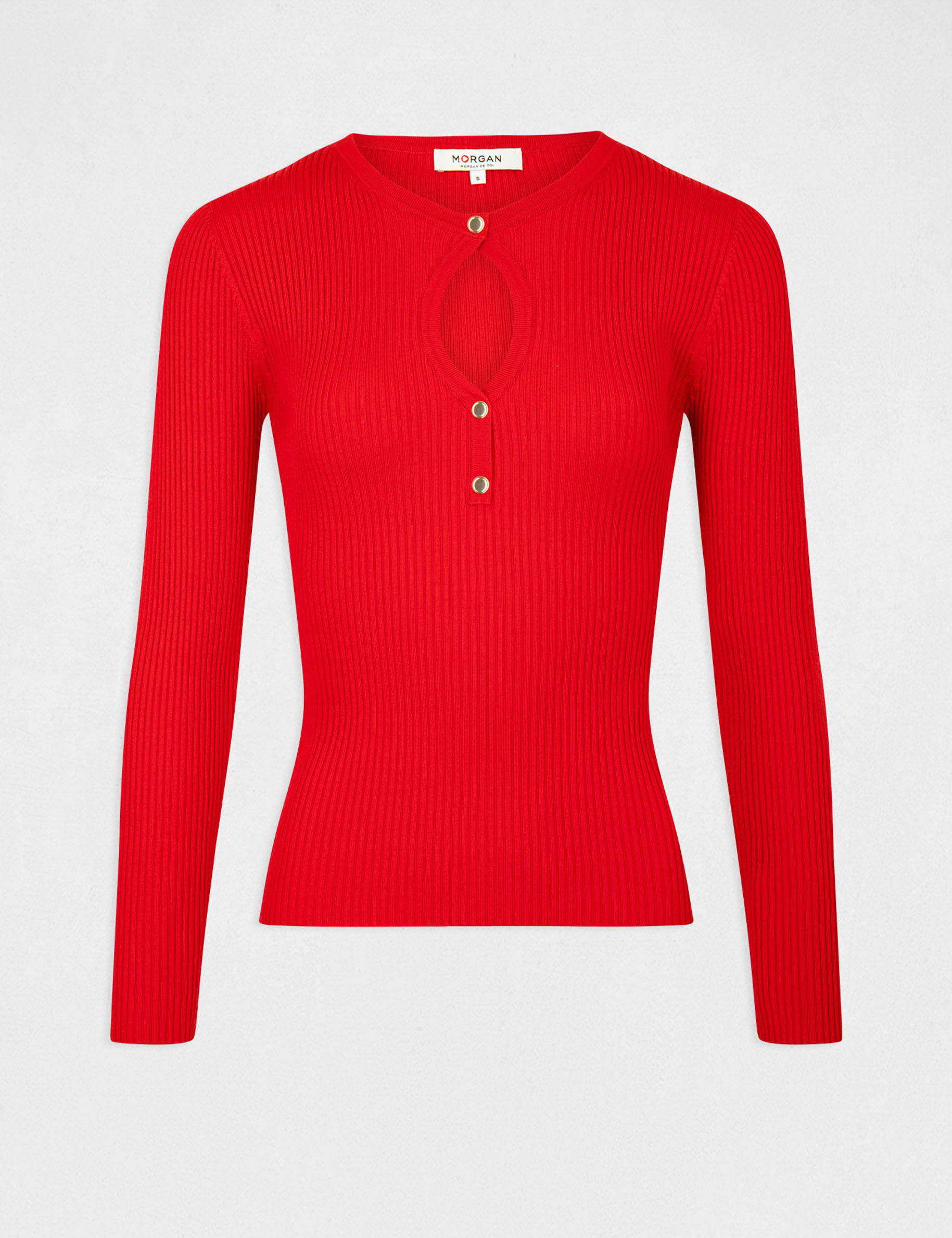 pull manches longues a ouverture rouge femme Pull manches longues à ouverture rouge femme