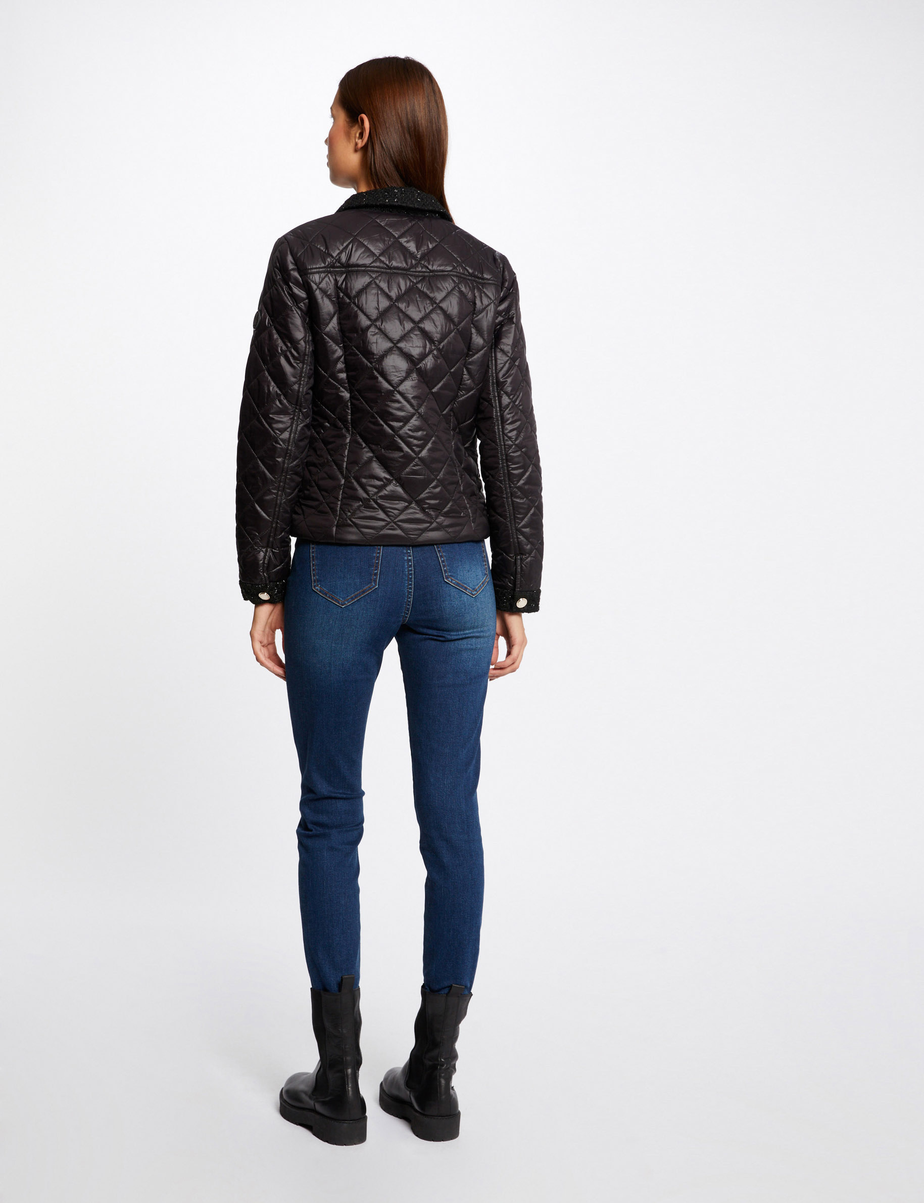 Doudoune droite boutonnée noir femme Doudoune droite boutonnée noir femme
