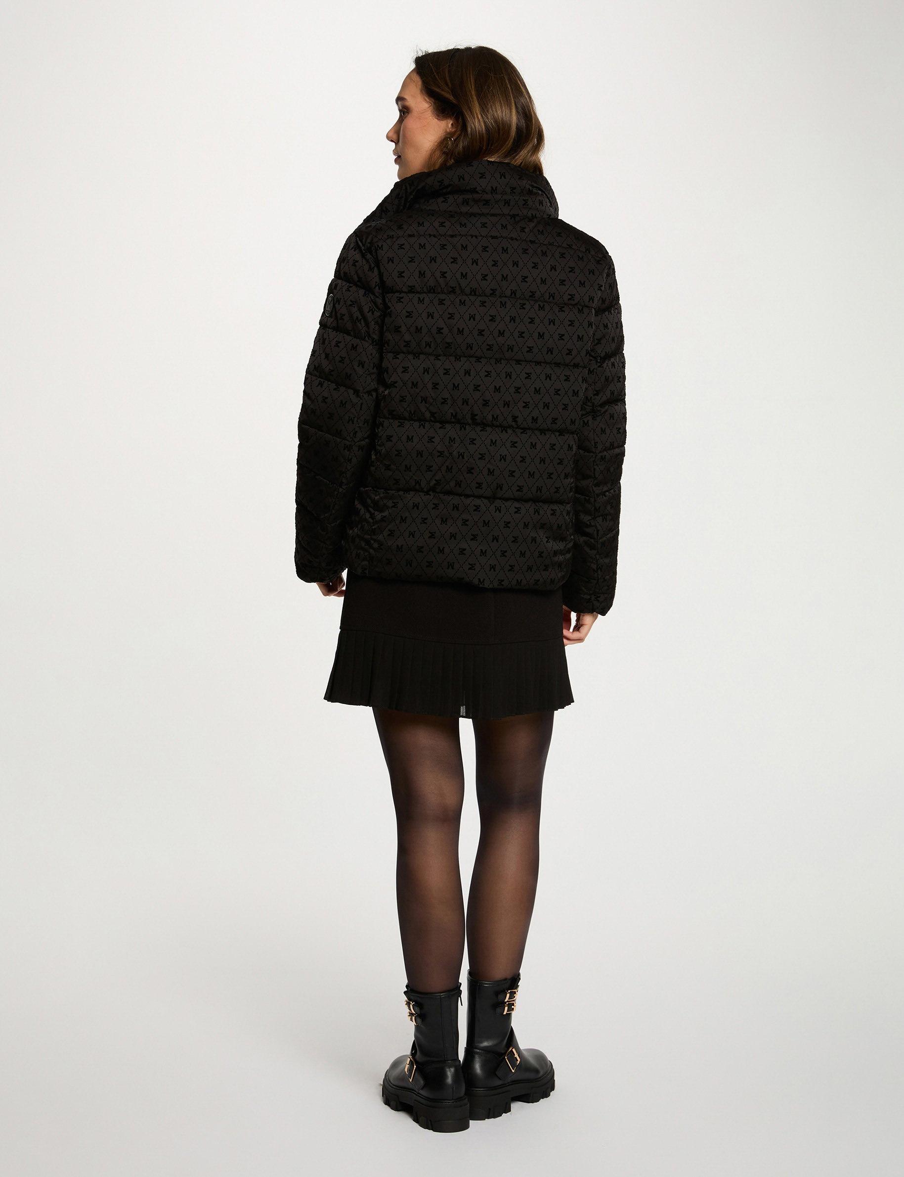 Doudoune courte col montant noir femme
