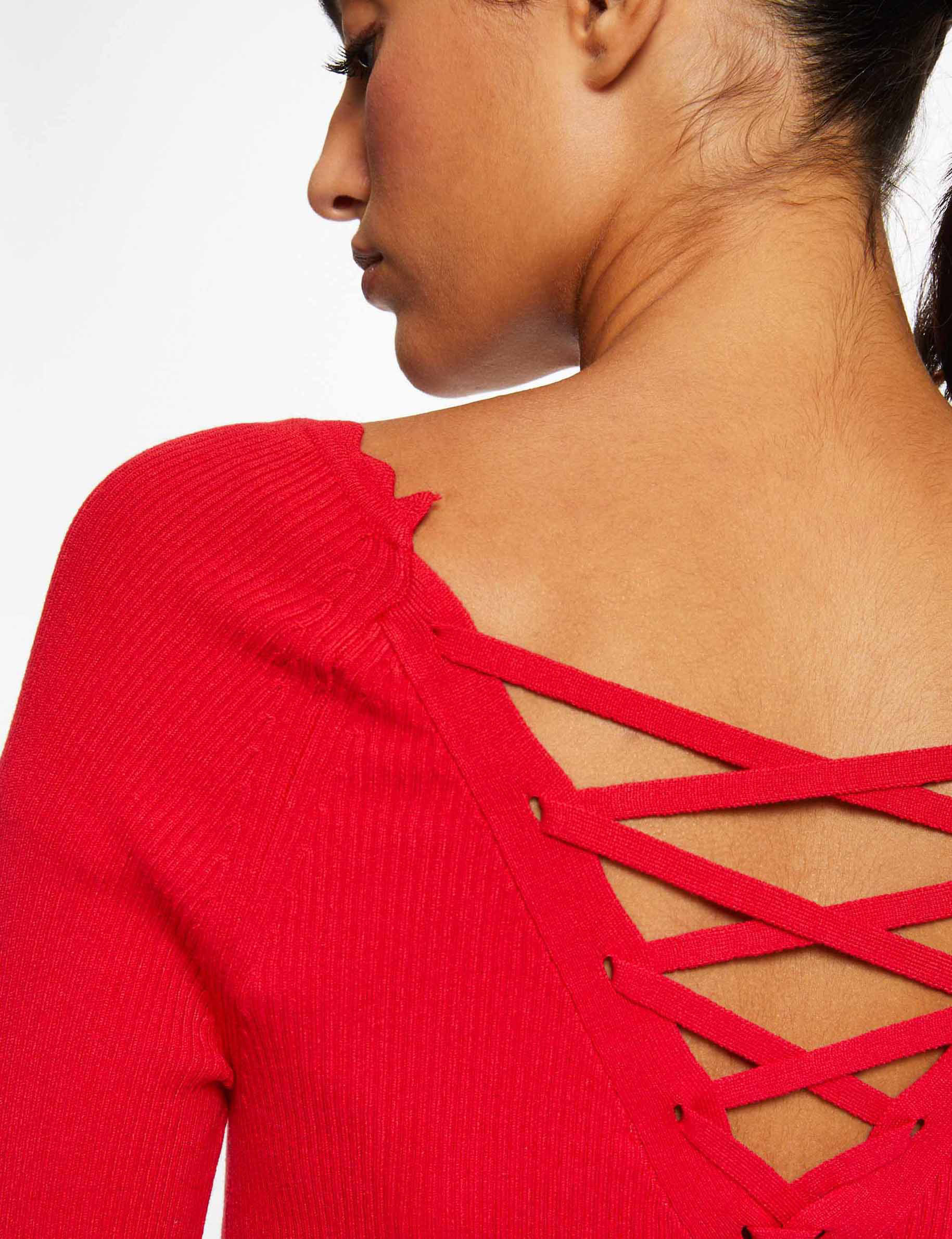 Pull manches longues avec col rond rouge femme Pull manches longues avec col rond rouge femme