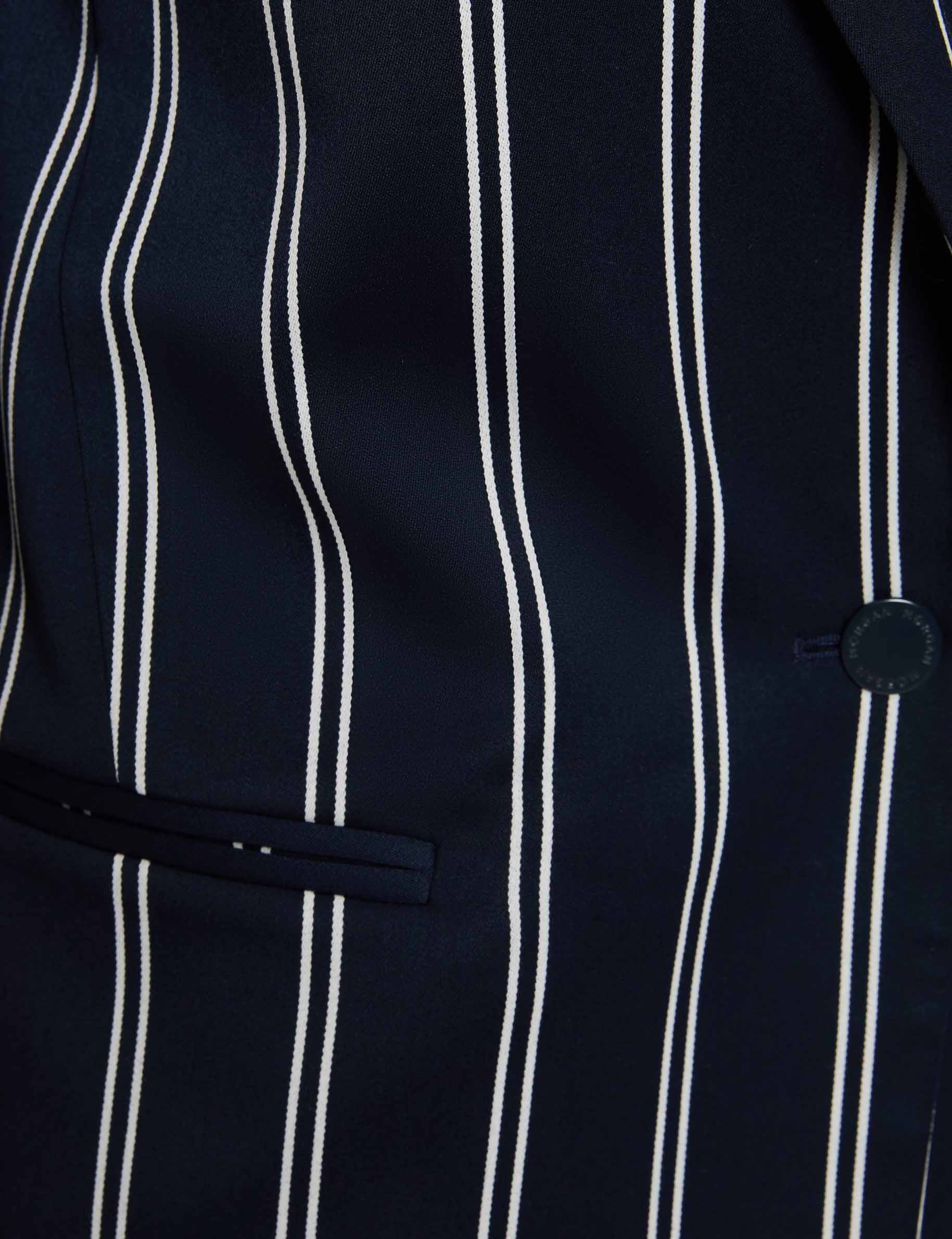Blazer ray&eacute; col tailleur bleu marine femme