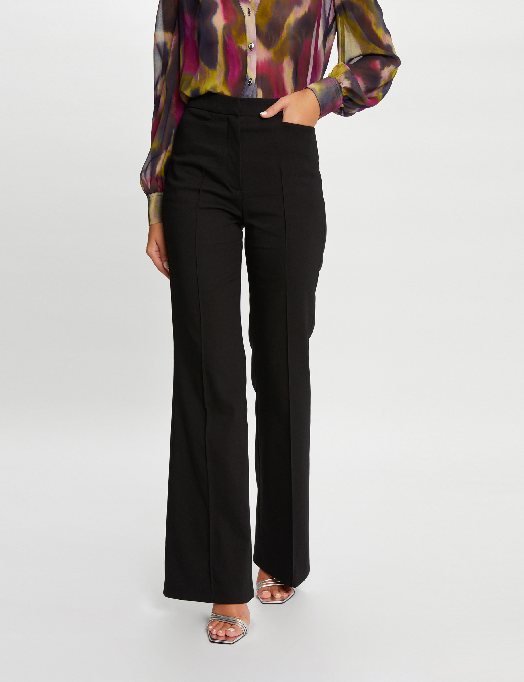 pantalon city flare a pinces noir femme Pantalon city flare à pinces noir femme