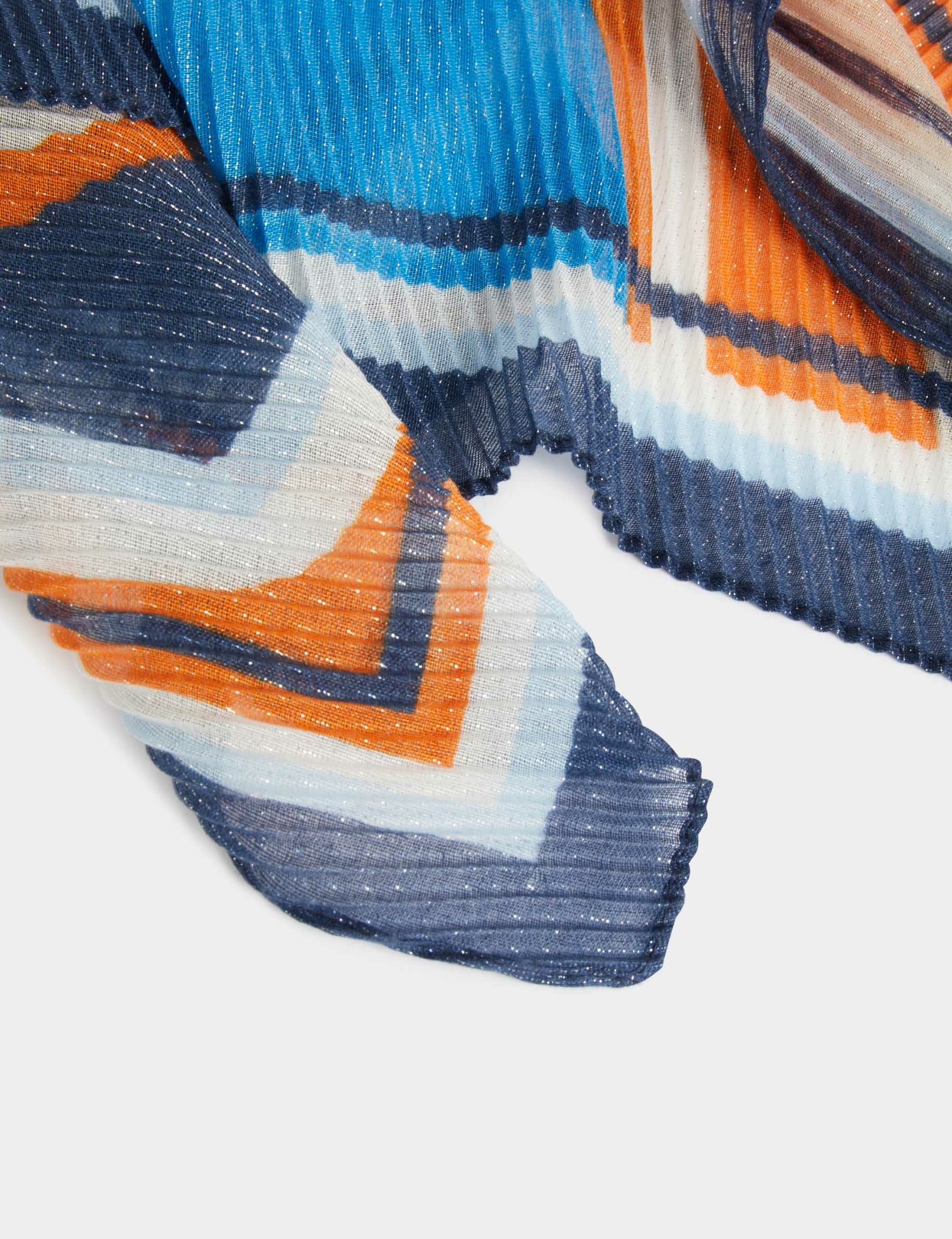 foulard plisse imprime multicolore femme Foulard plissé imprimé multicolore femme