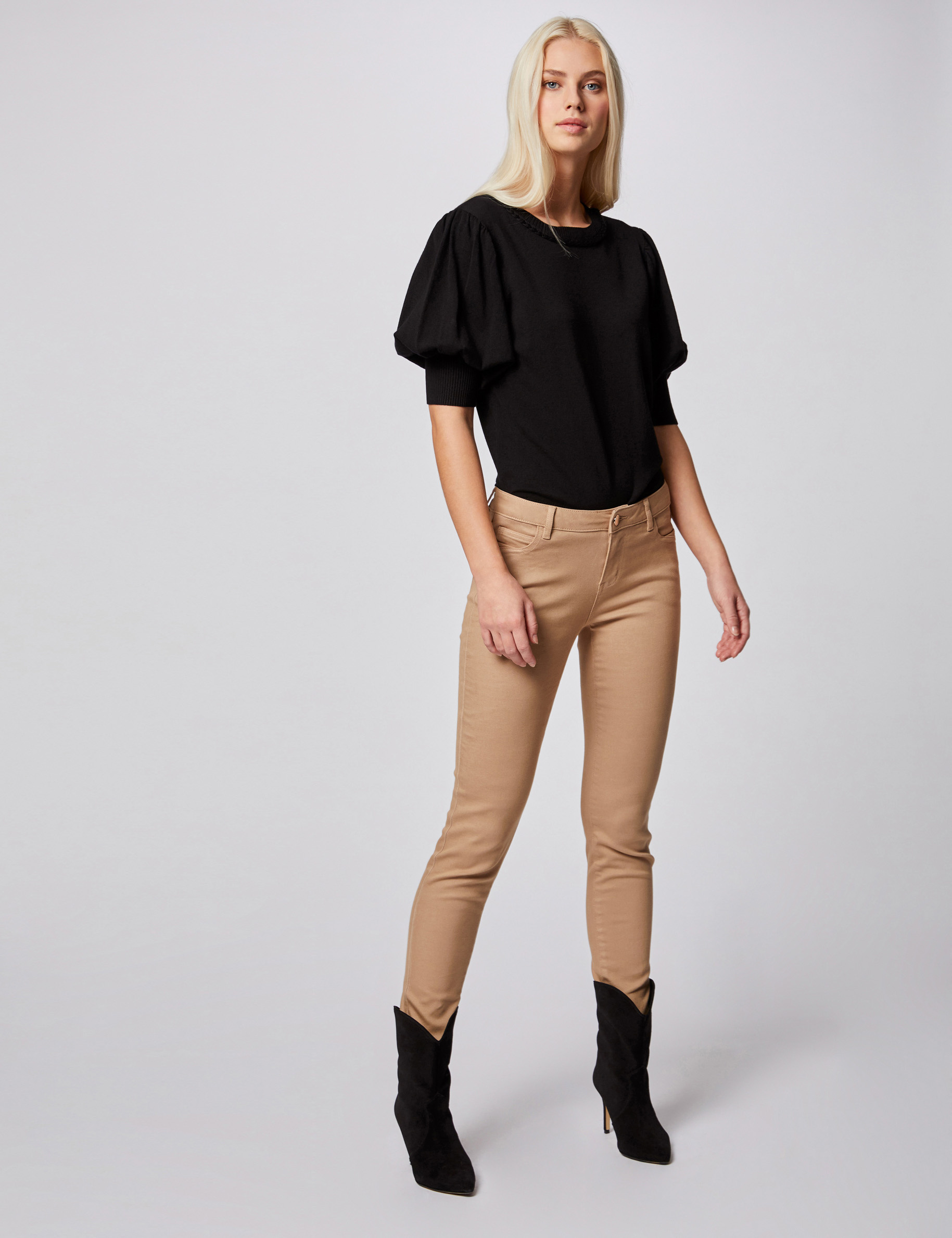 Jeans skinny taille basse sable femme