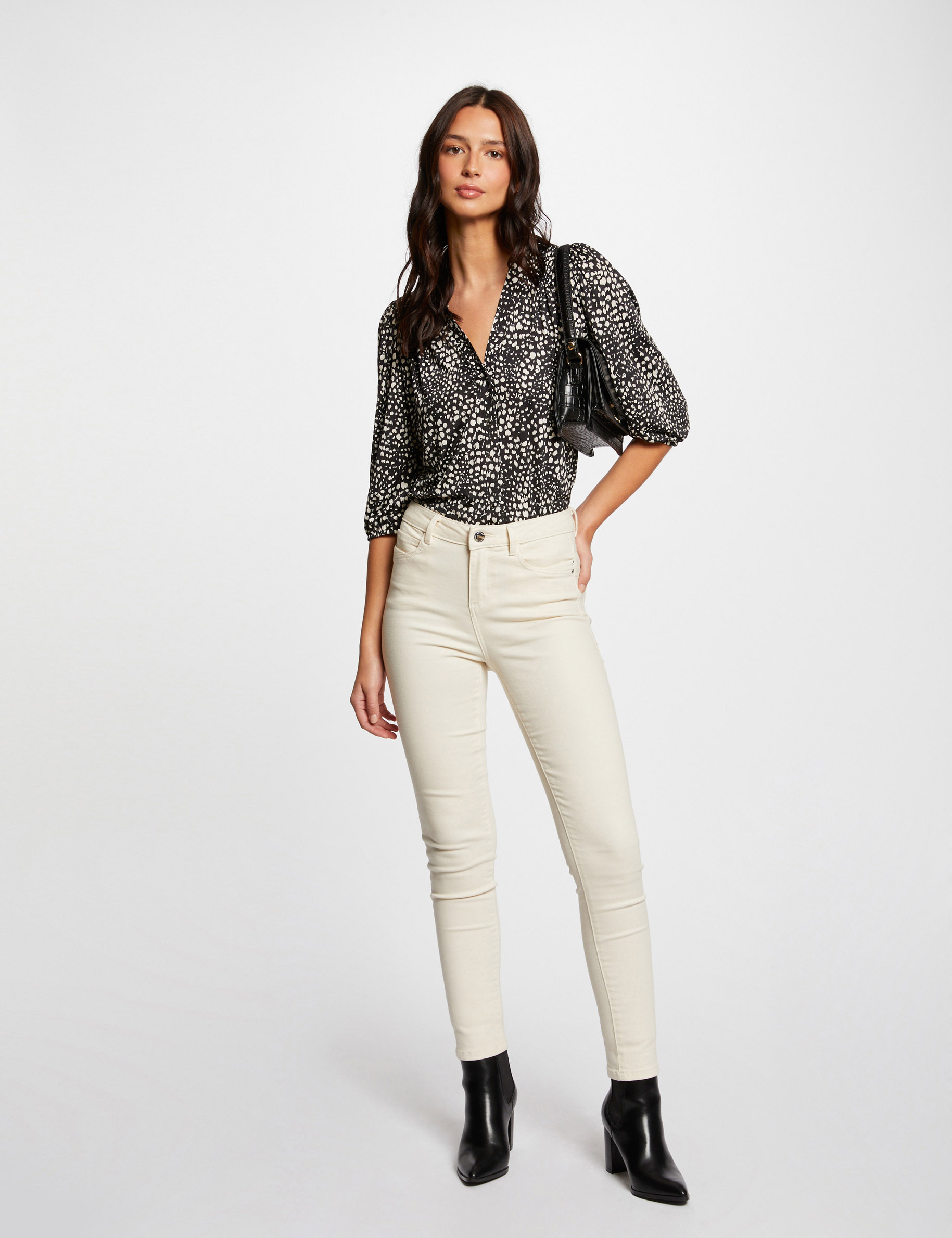 T-shirt manches 3/4 imprimé abstrait multico femme