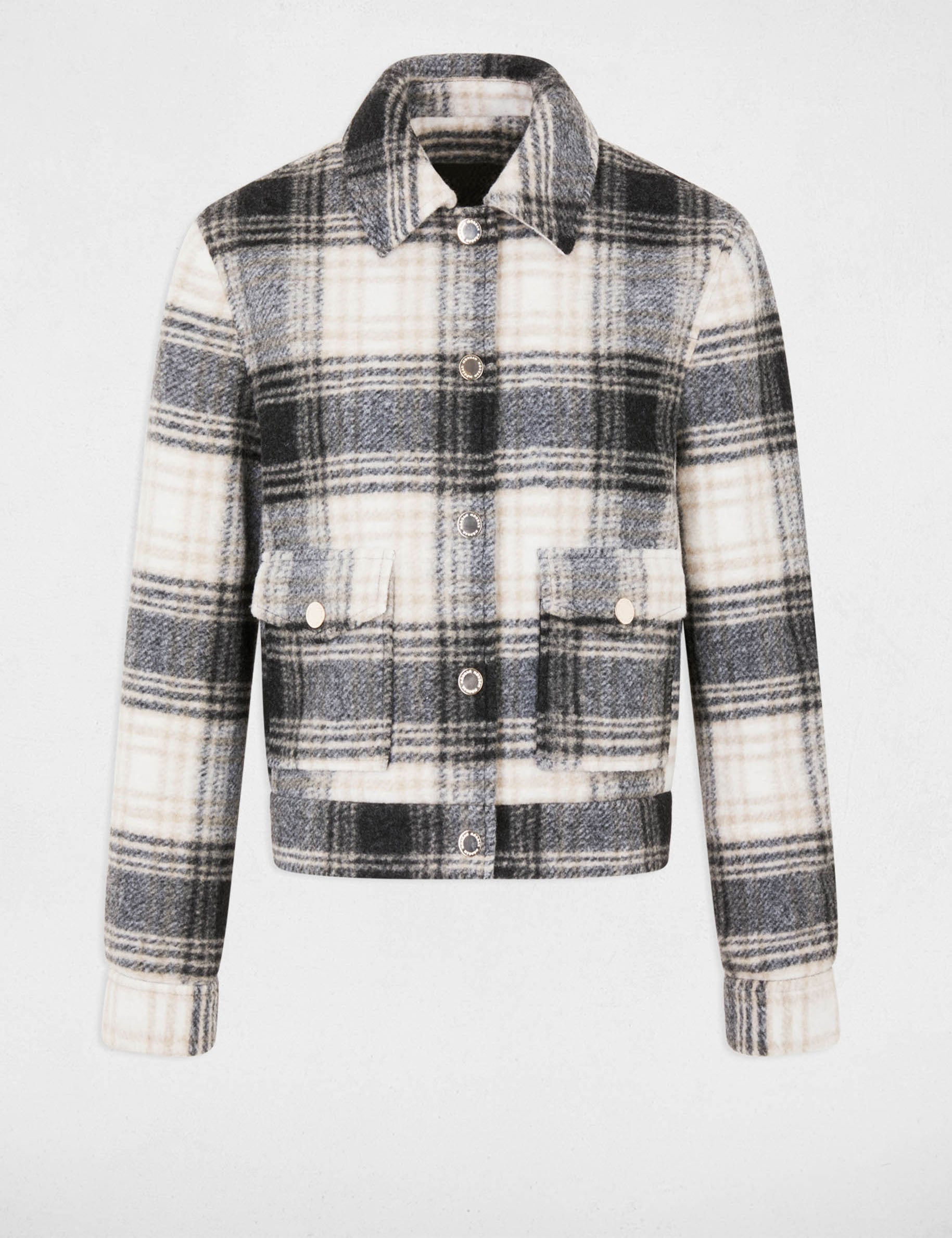 Blouson droit &agrave; carreaux multicolore femme