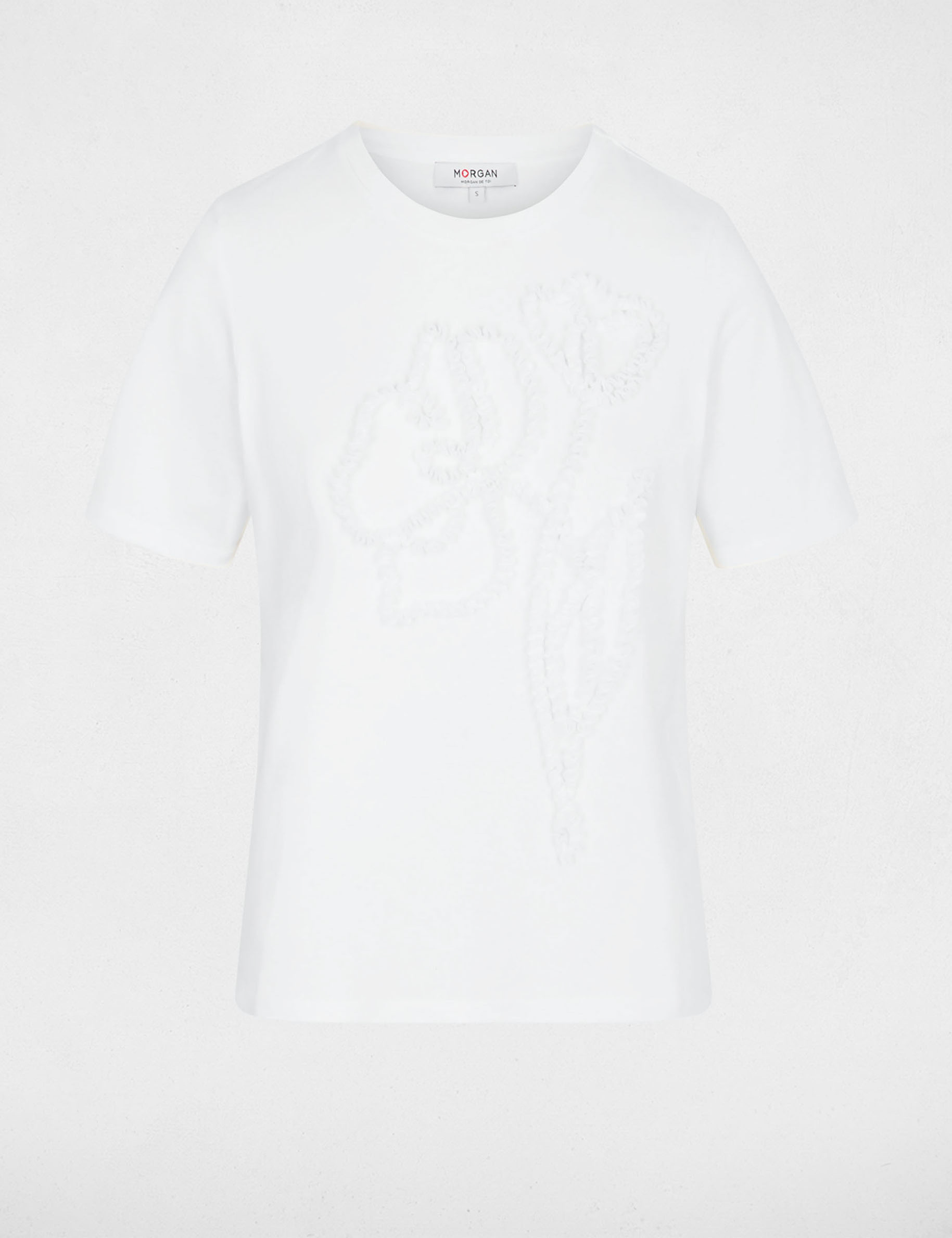 T-shirt imprim&eacute; floral blanc femme
