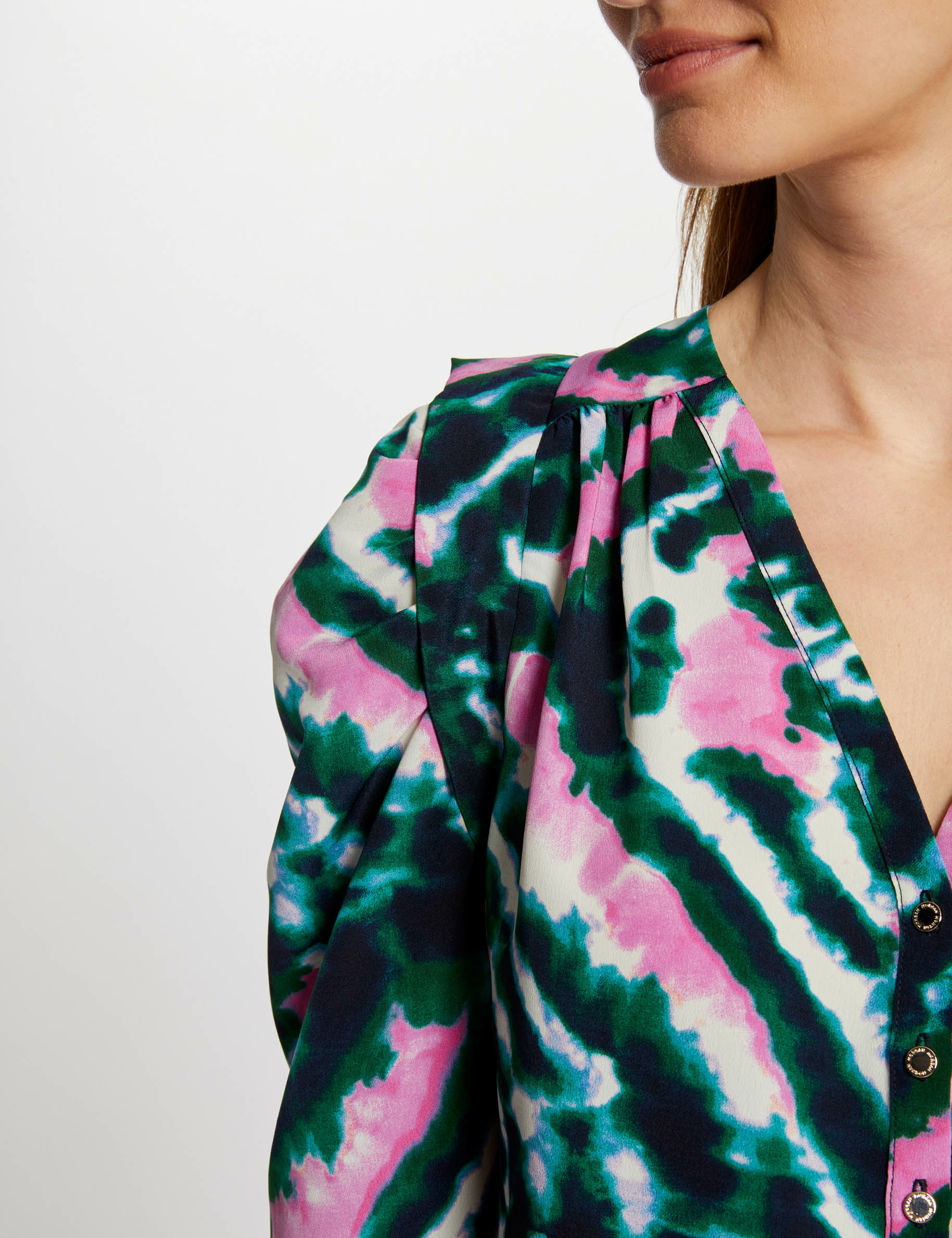 Chemise manches 3/4 imprim&eacute;e multico femme