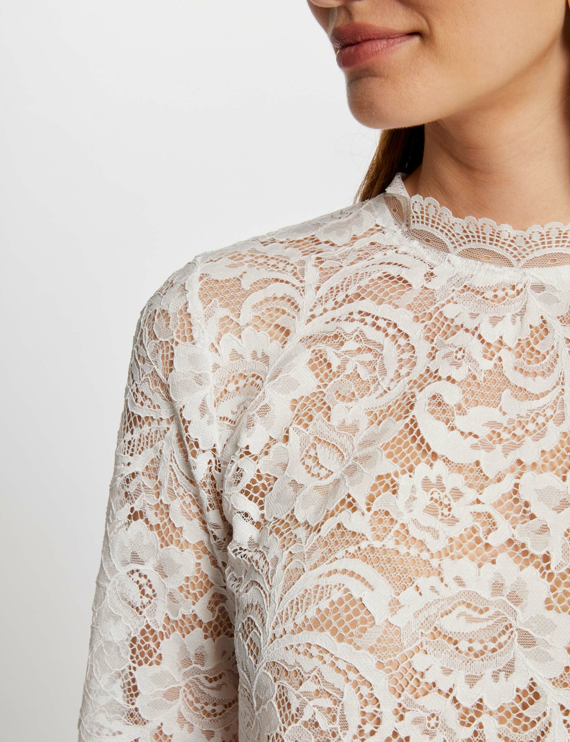 T shirt dentelle beige sales