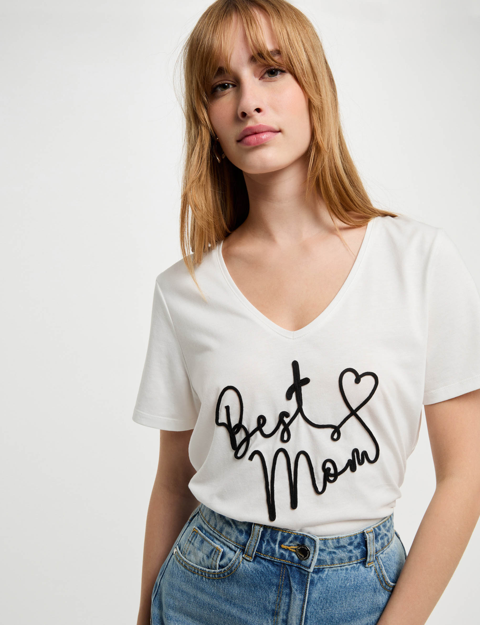 T-shirt à inscription blanc femme
