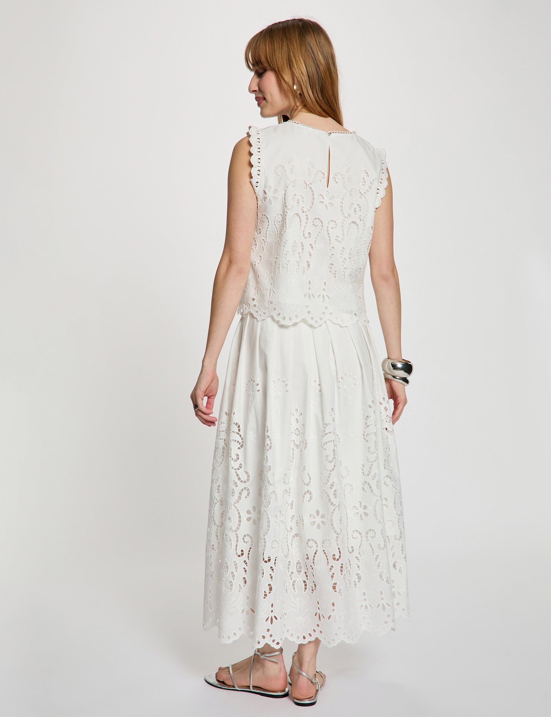 Jupe longue &eacute;vas&eacute;e blanc femme