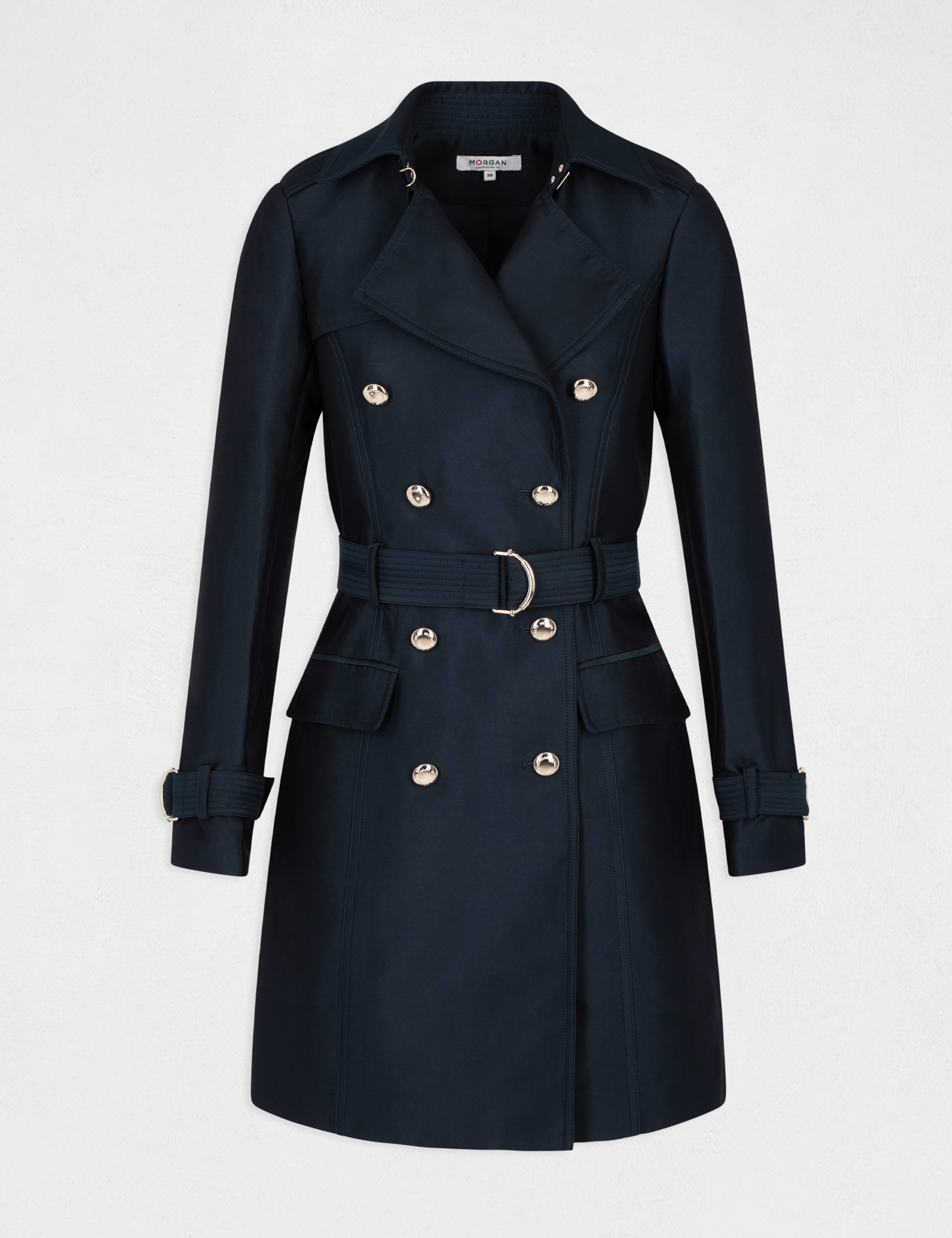 Trench Morgan Trench Long Noir Morgan Trench Vernis Noir Femme