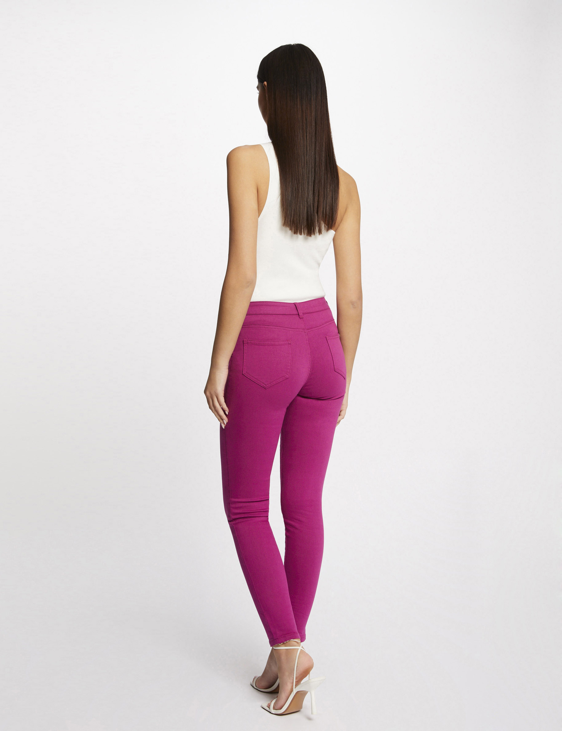 Pantalon skinny taille basse framboise femme Pantalon skinny taille basse framboise femme