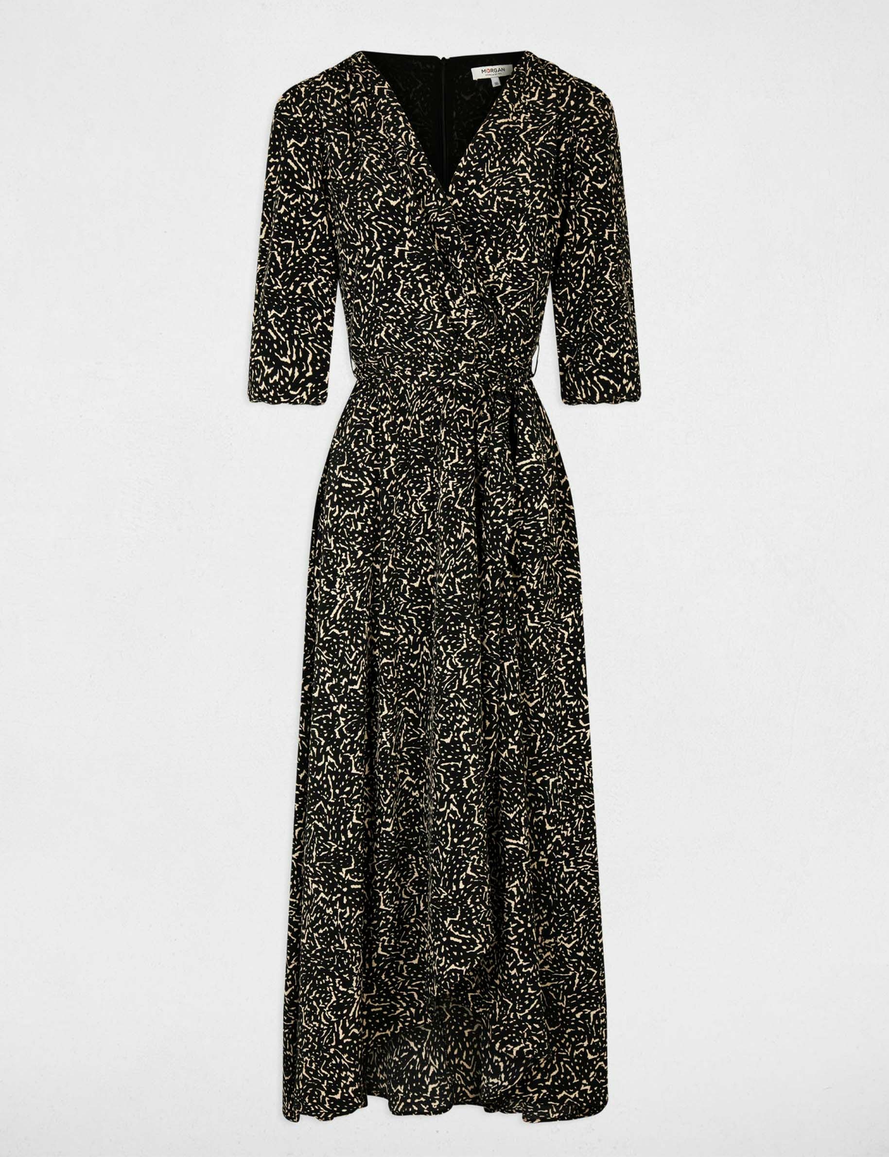 Robe longue portefeuille imprimée multico femme