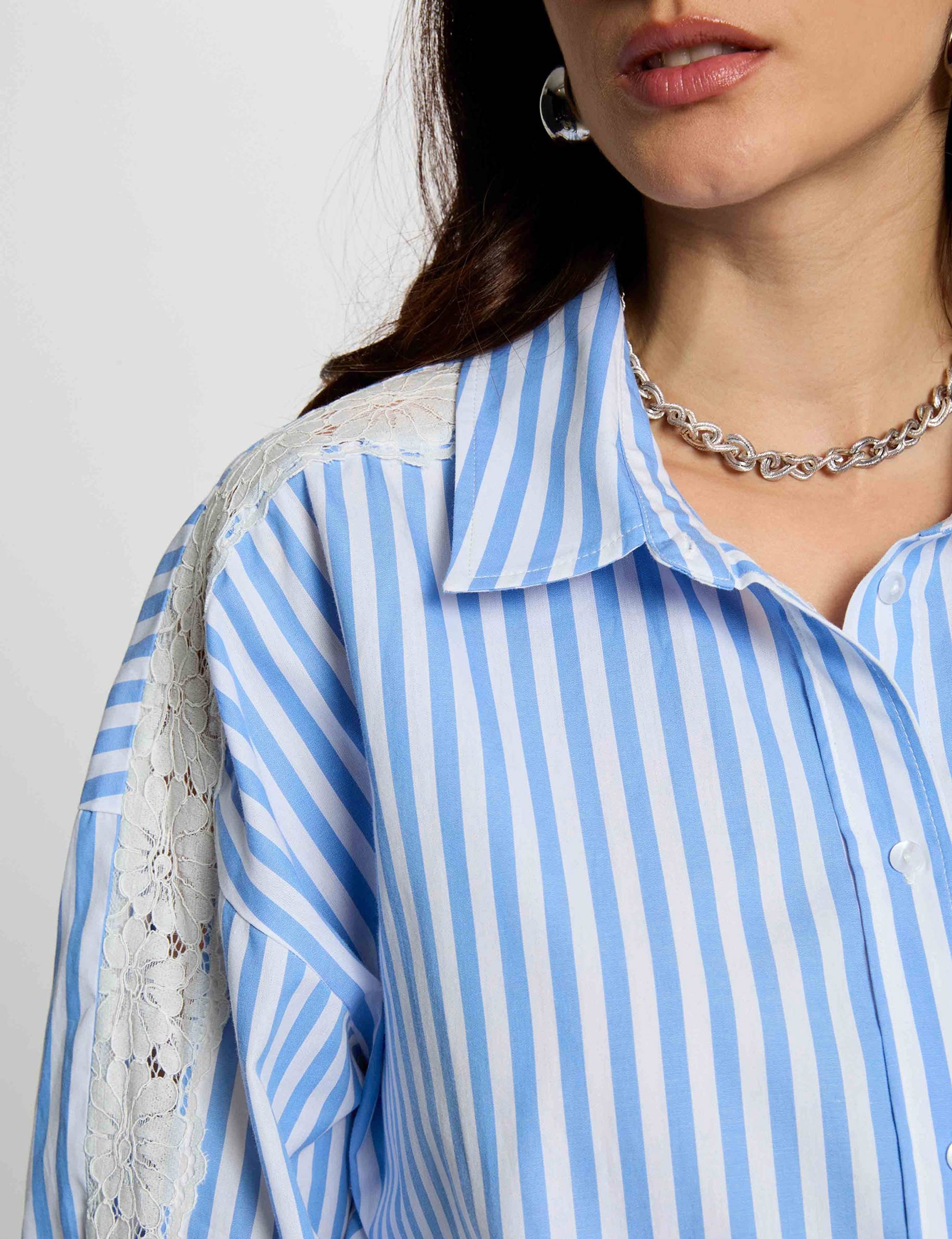 Bleu FEMME Chemise oversize rayée à manches longues 3262462