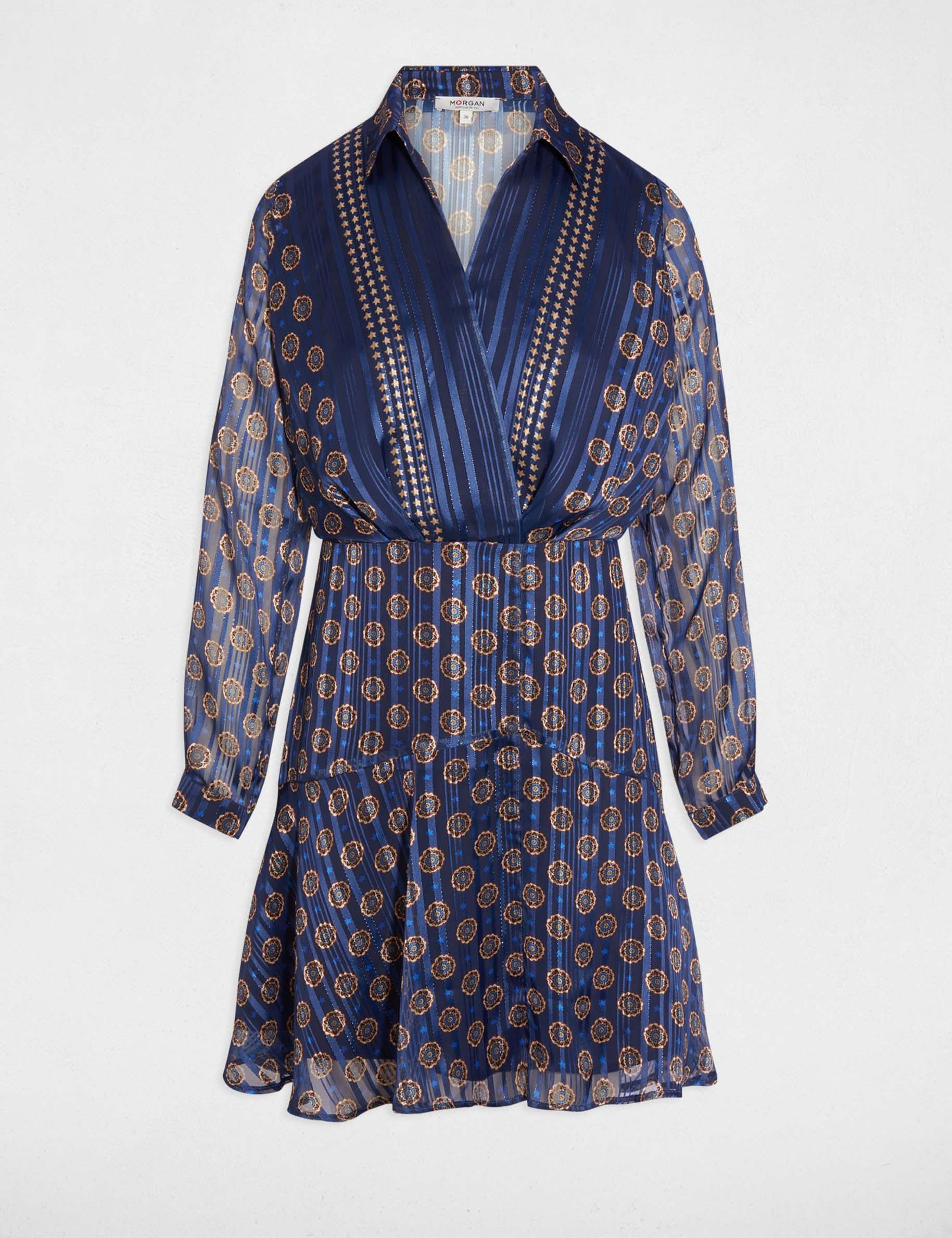 Robe fluide col v multicolore femme