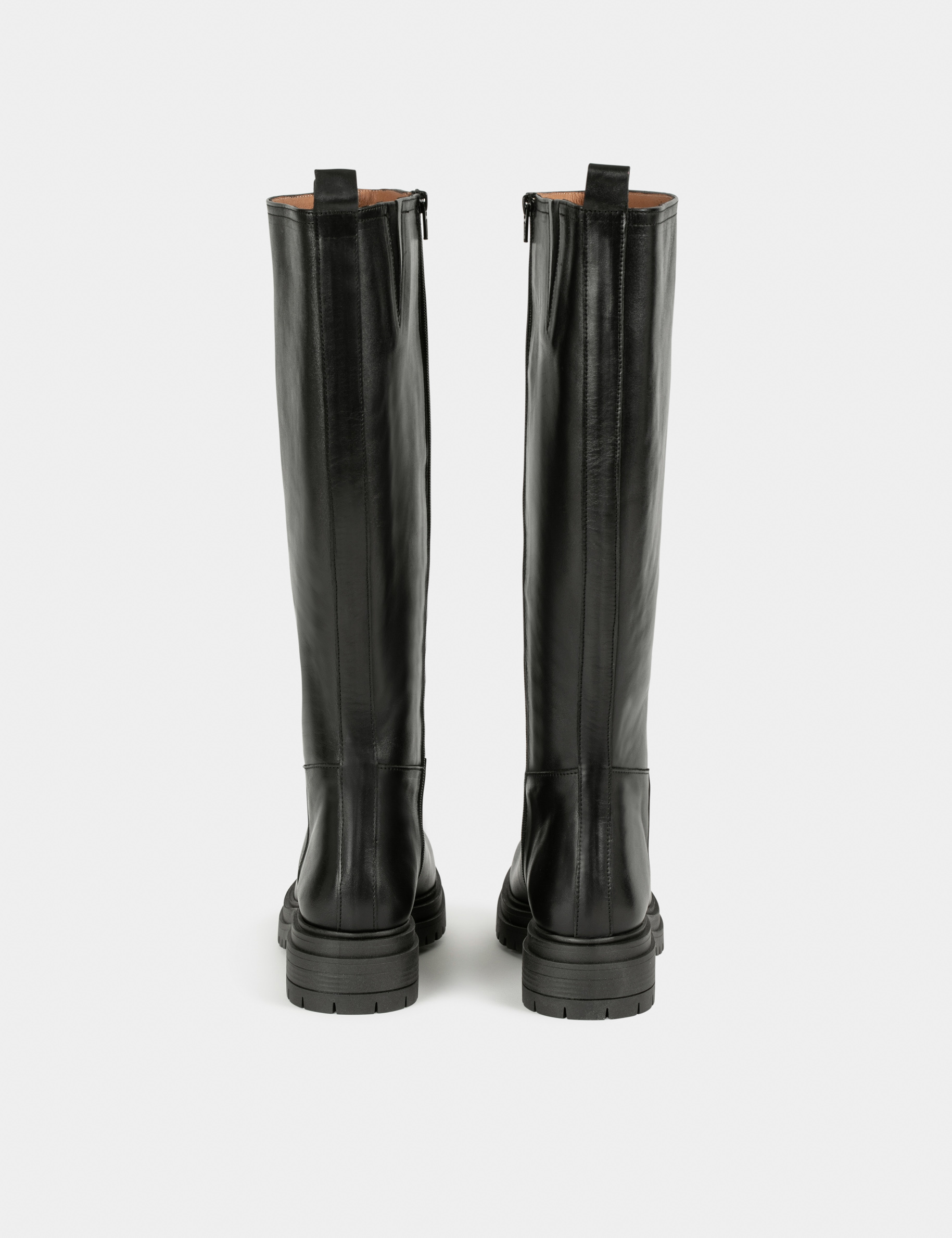 Bottes cavalières en cuir noir femme Bottes cavalières en cuir noir femme