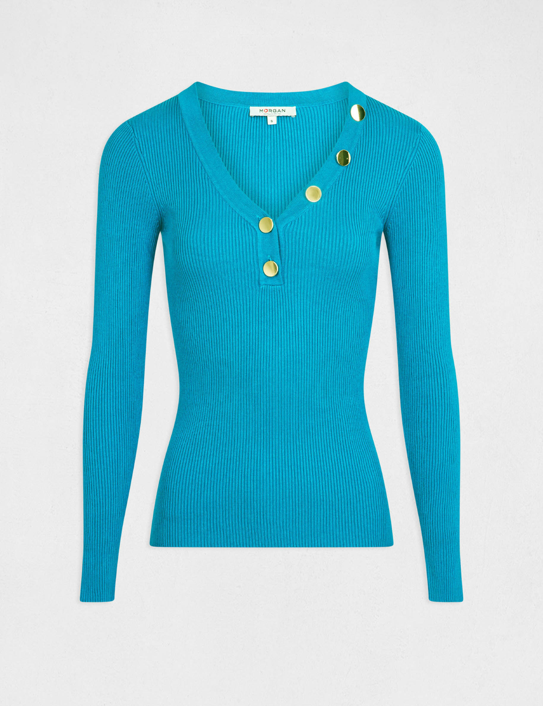 pull manches longues boutons bleu femme Pull manches longues boutons bleu femme