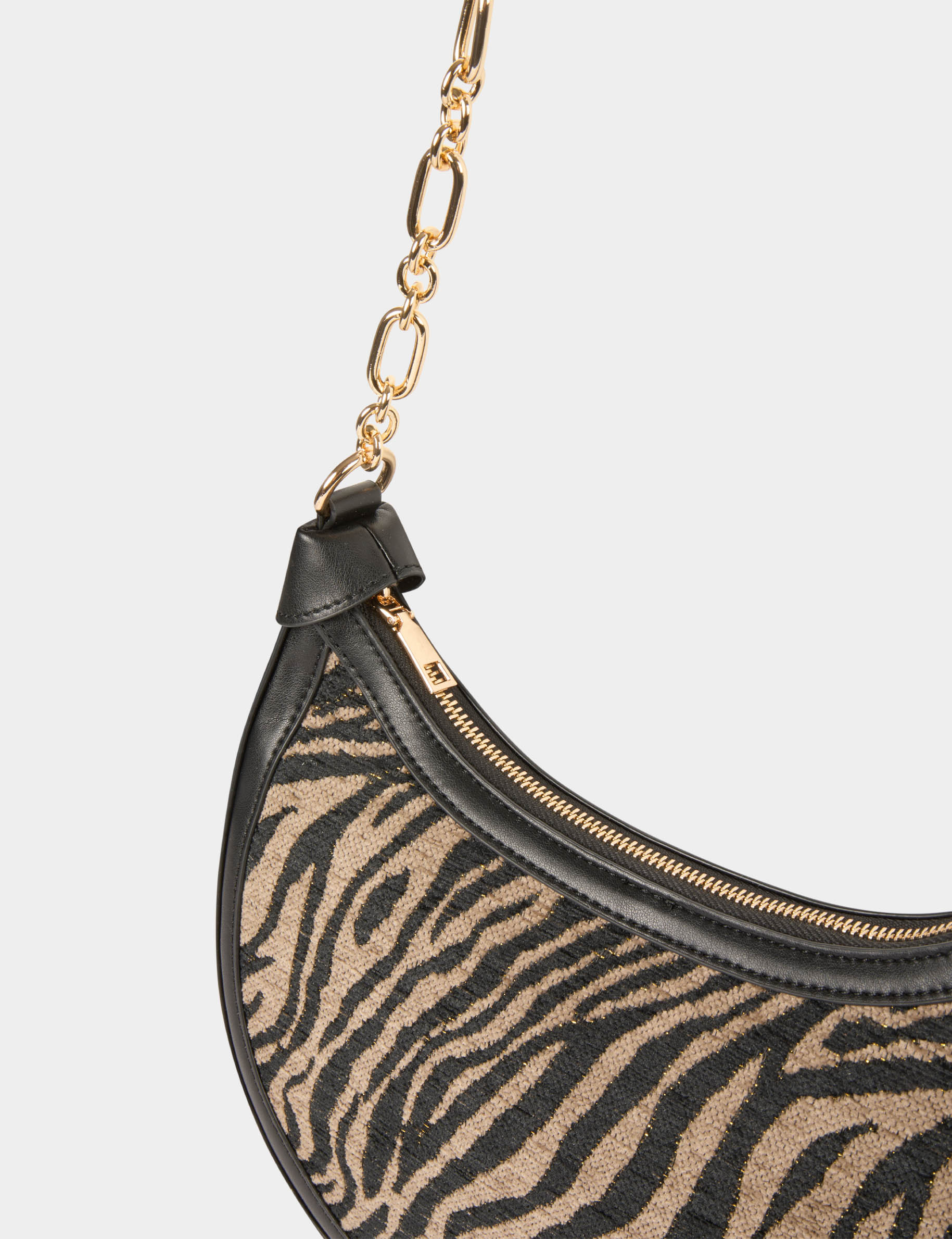 Sac demi-lune z&eacute;br&eacute; noir femme