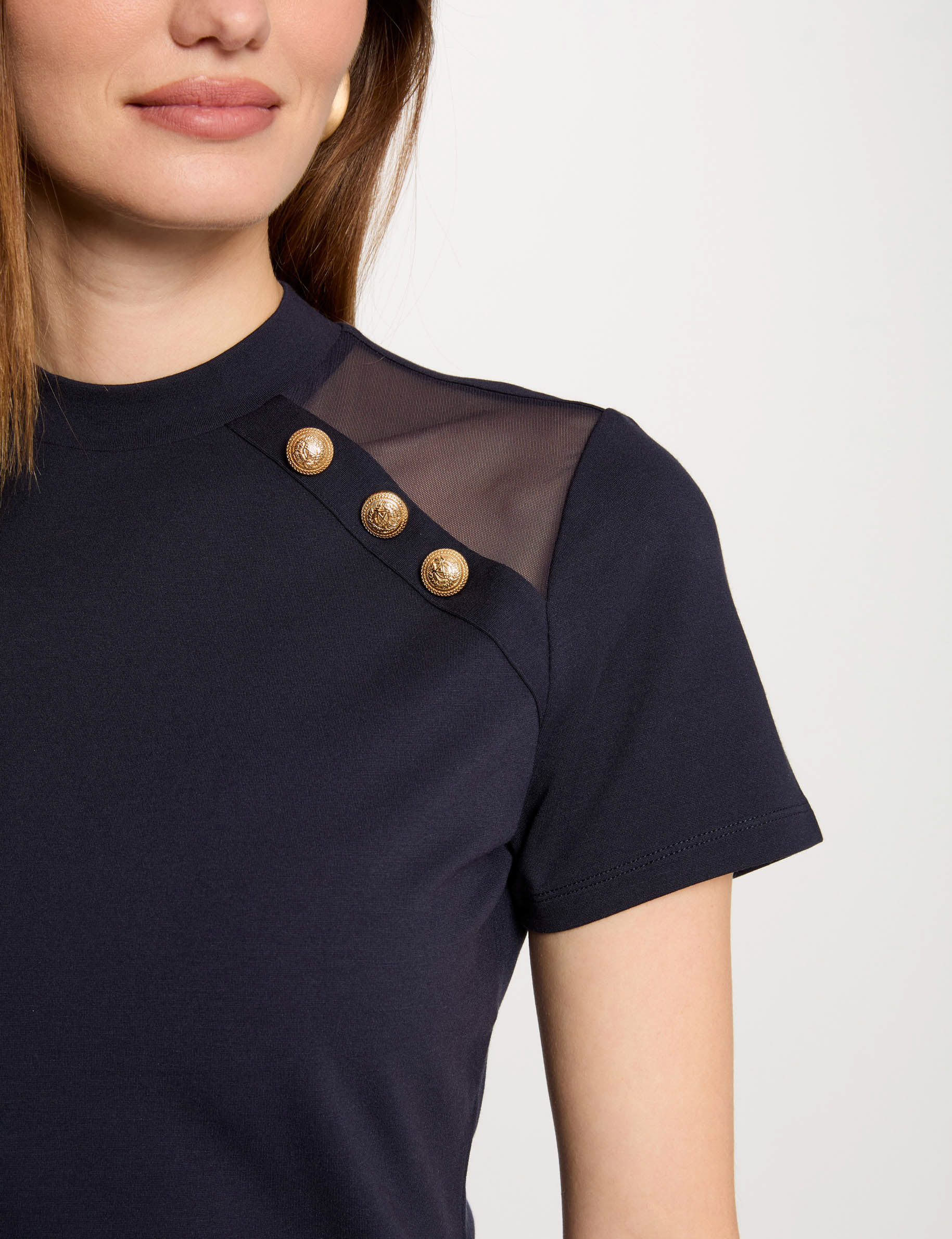 t shirt manches courtes bleu marine femme T-shirt manches courtes bleu marine femme