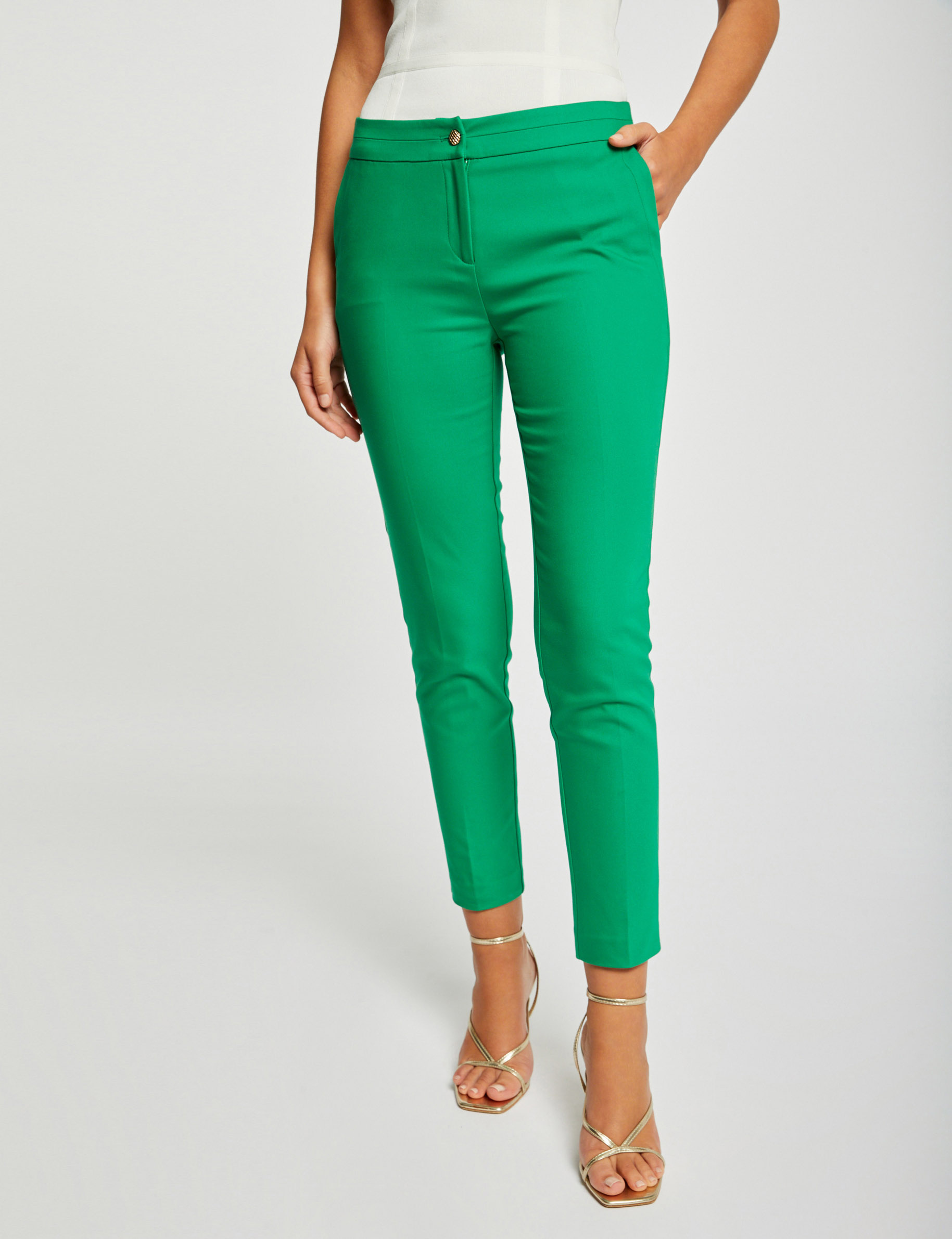 pantalon city droit 78eme vert femme Pantalon city droit 7/8ème vert femme