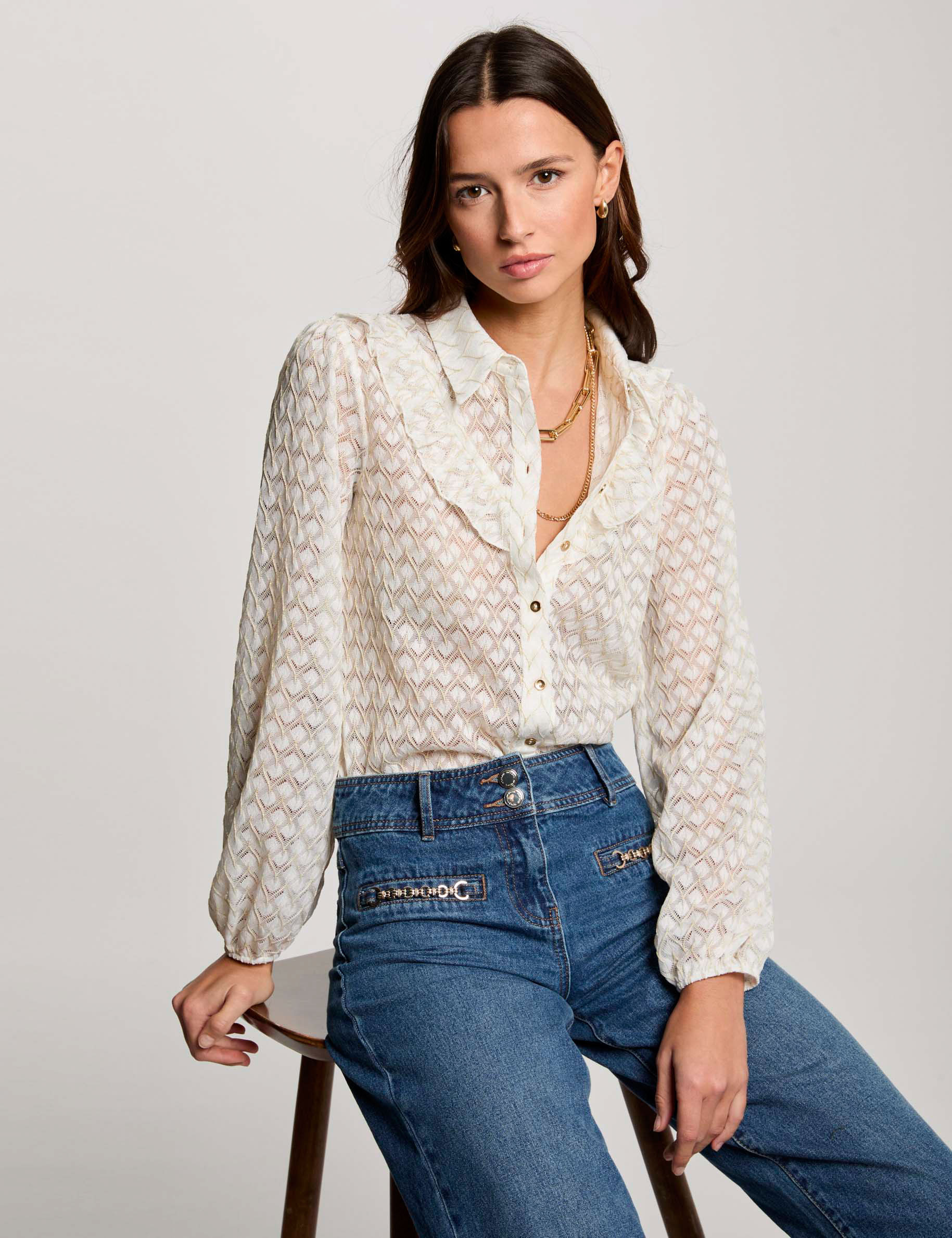 t shirt manches longues ivoire femme T-shirt manches longues ivoire femme