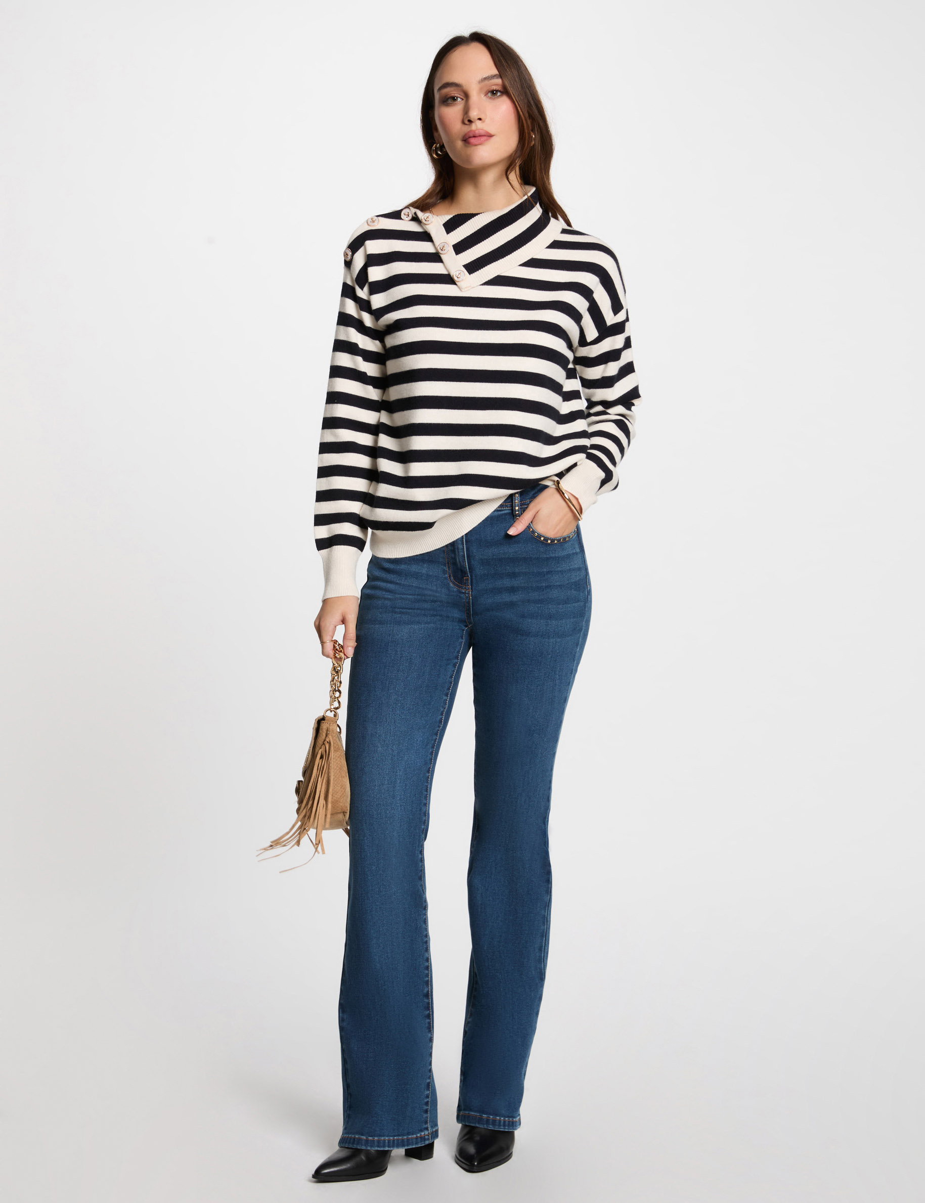 Pull Femme à Col Revers Et Demi-Zip - Sweatshirt Tendance Avec Grandes Poches, Confortable Et Chaud