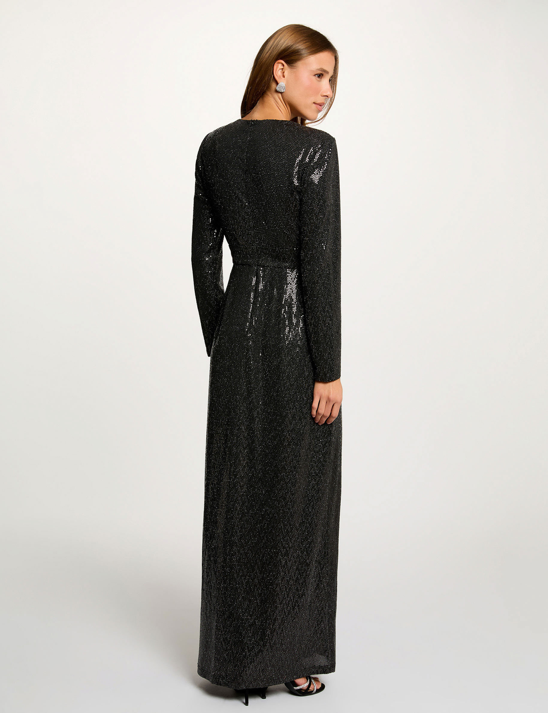 Robe longue manches longues noir femme